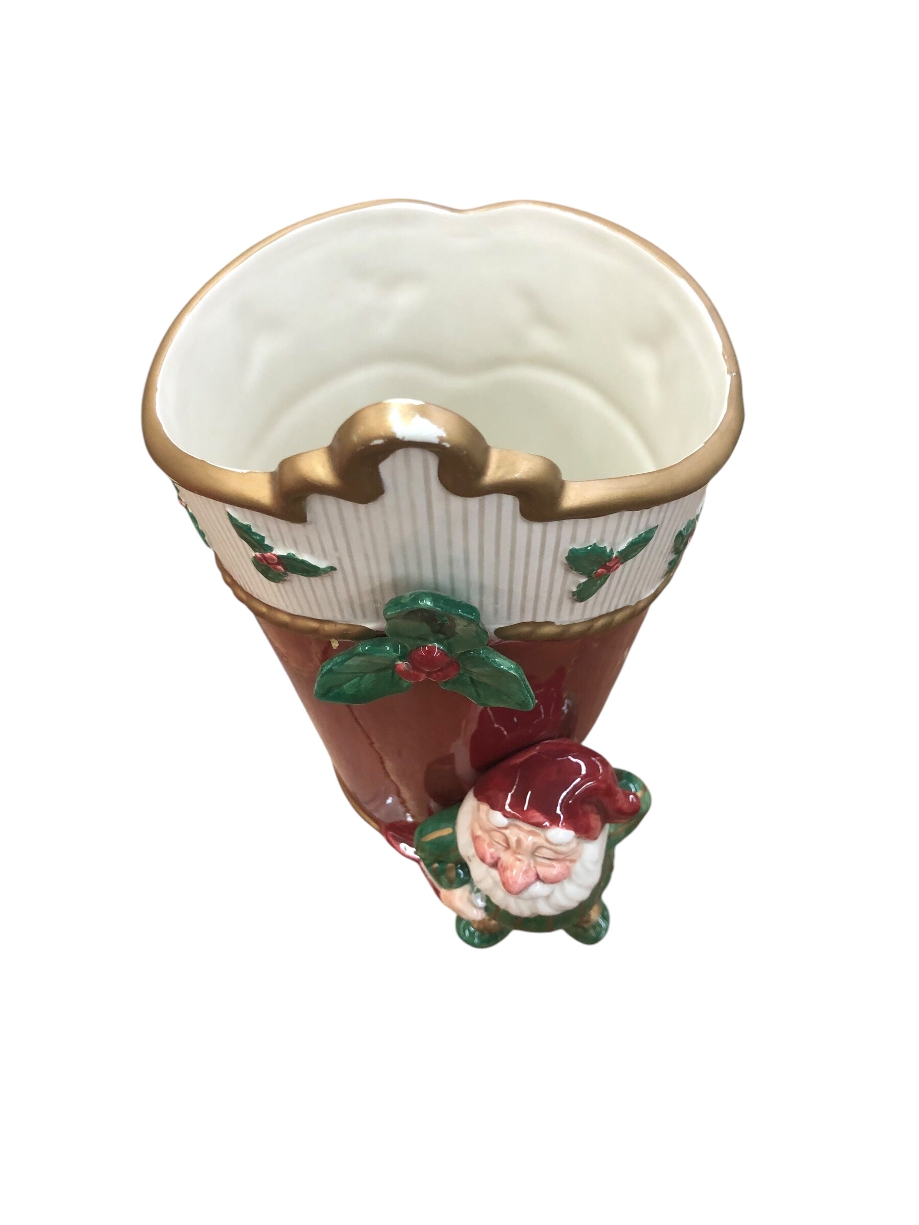 Fitz & Floyd Christmas Santa Vase