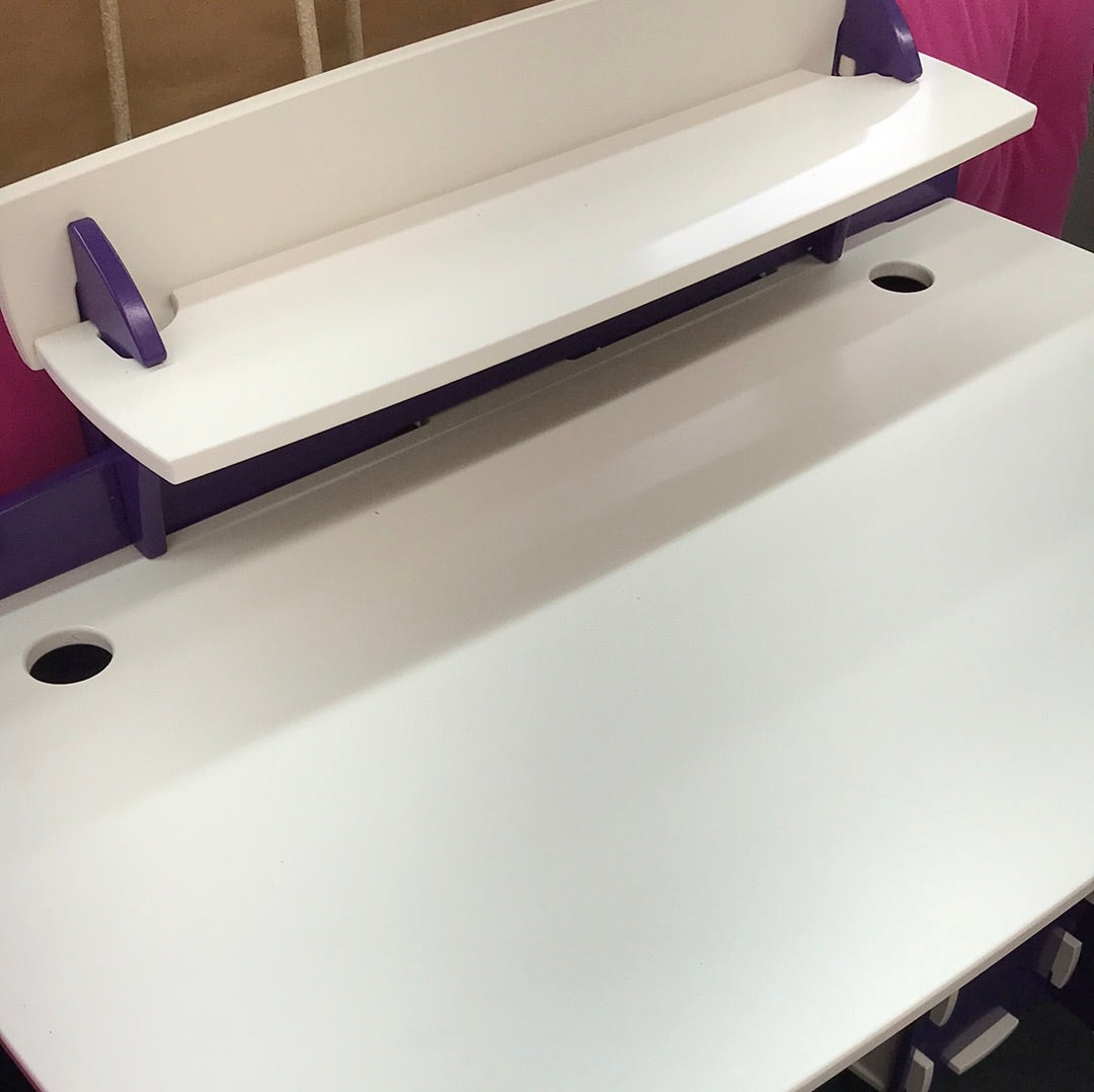 Purple and white kids desk&bookcase