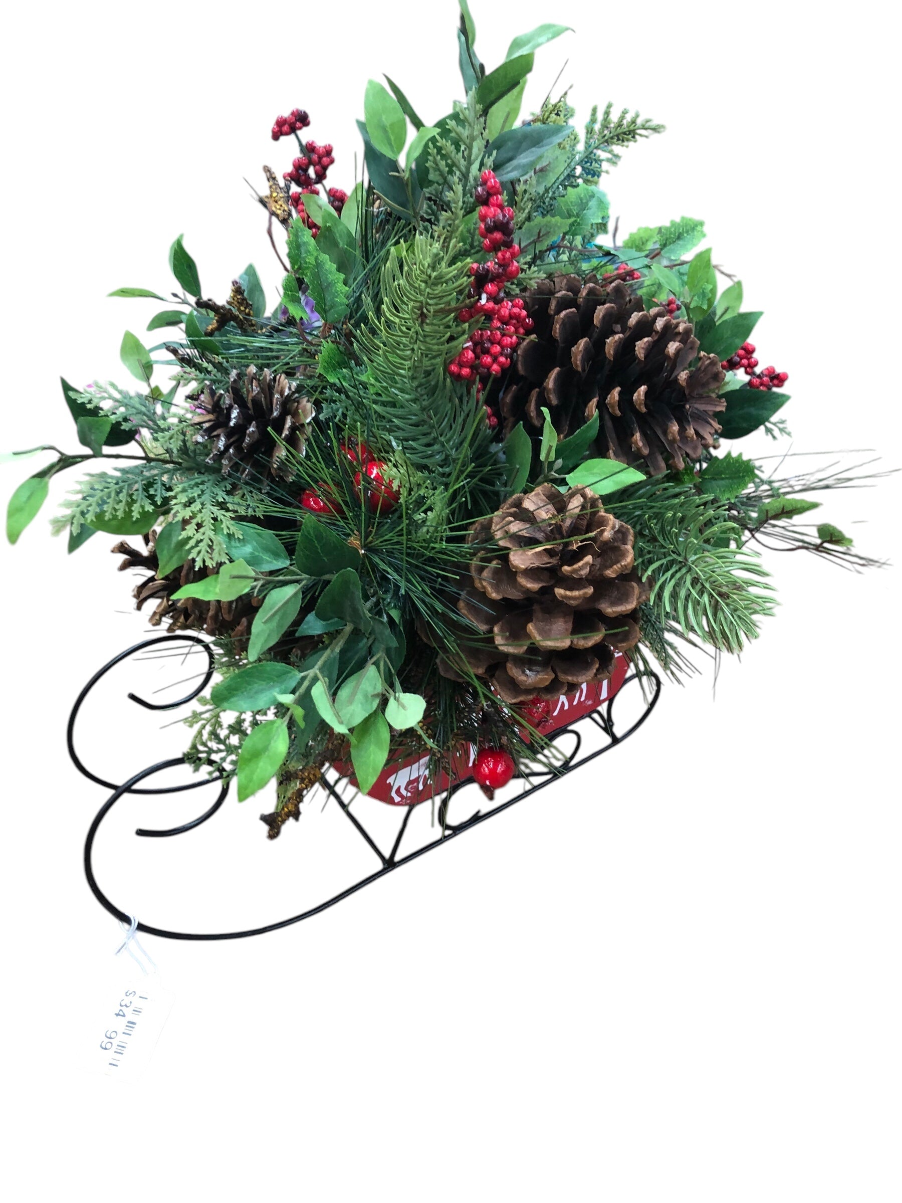 Sleigh centerpiece/ greenery (Handmade)