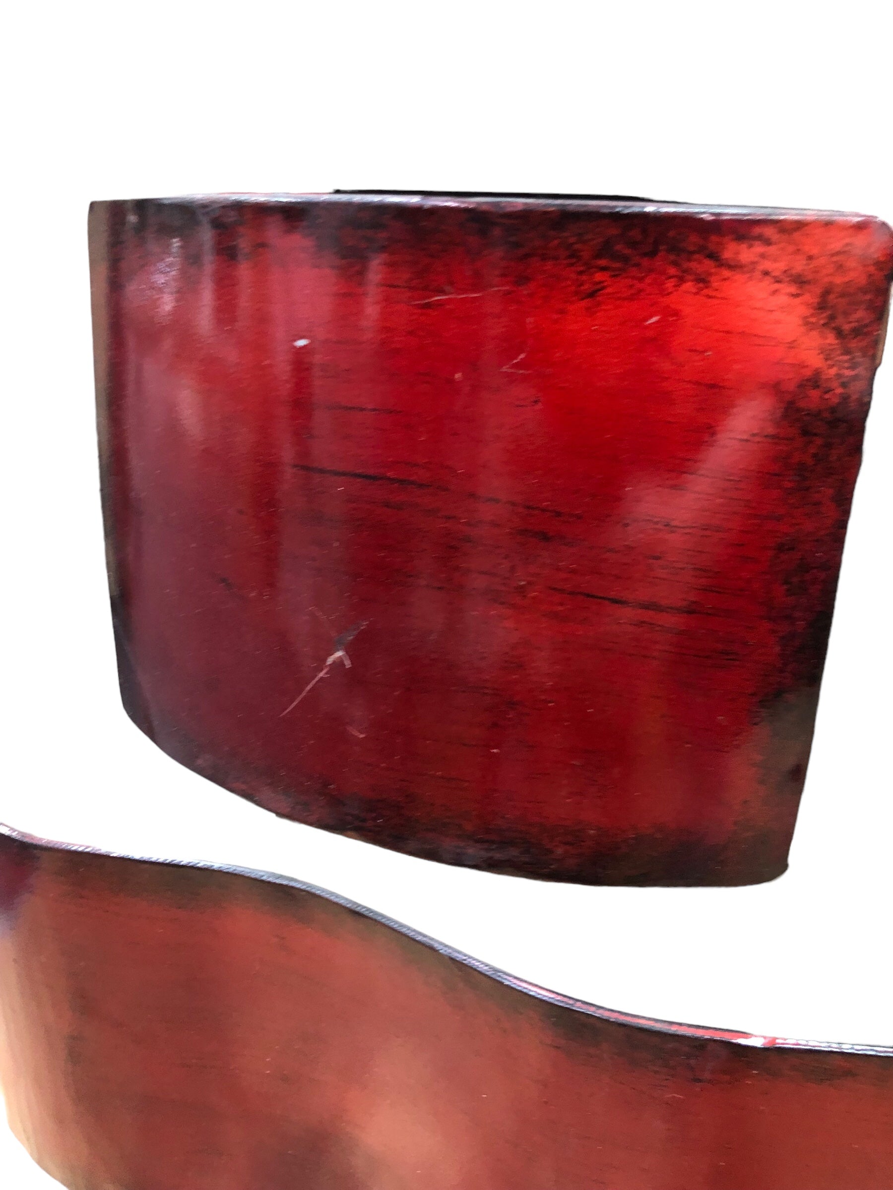 Red and Hammered Metal Wall Decor