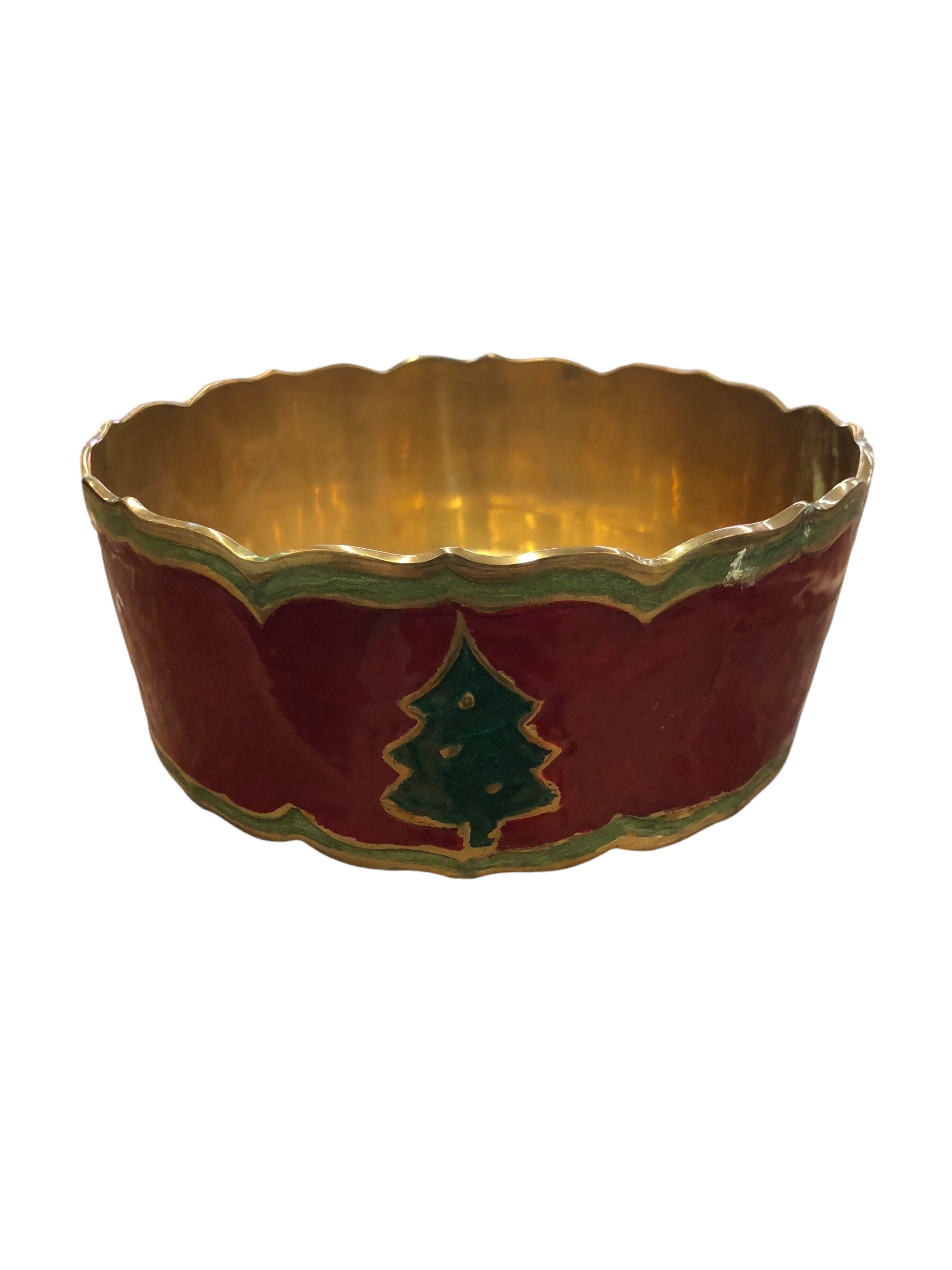 Brass Christmas Dish with Christmas Tree