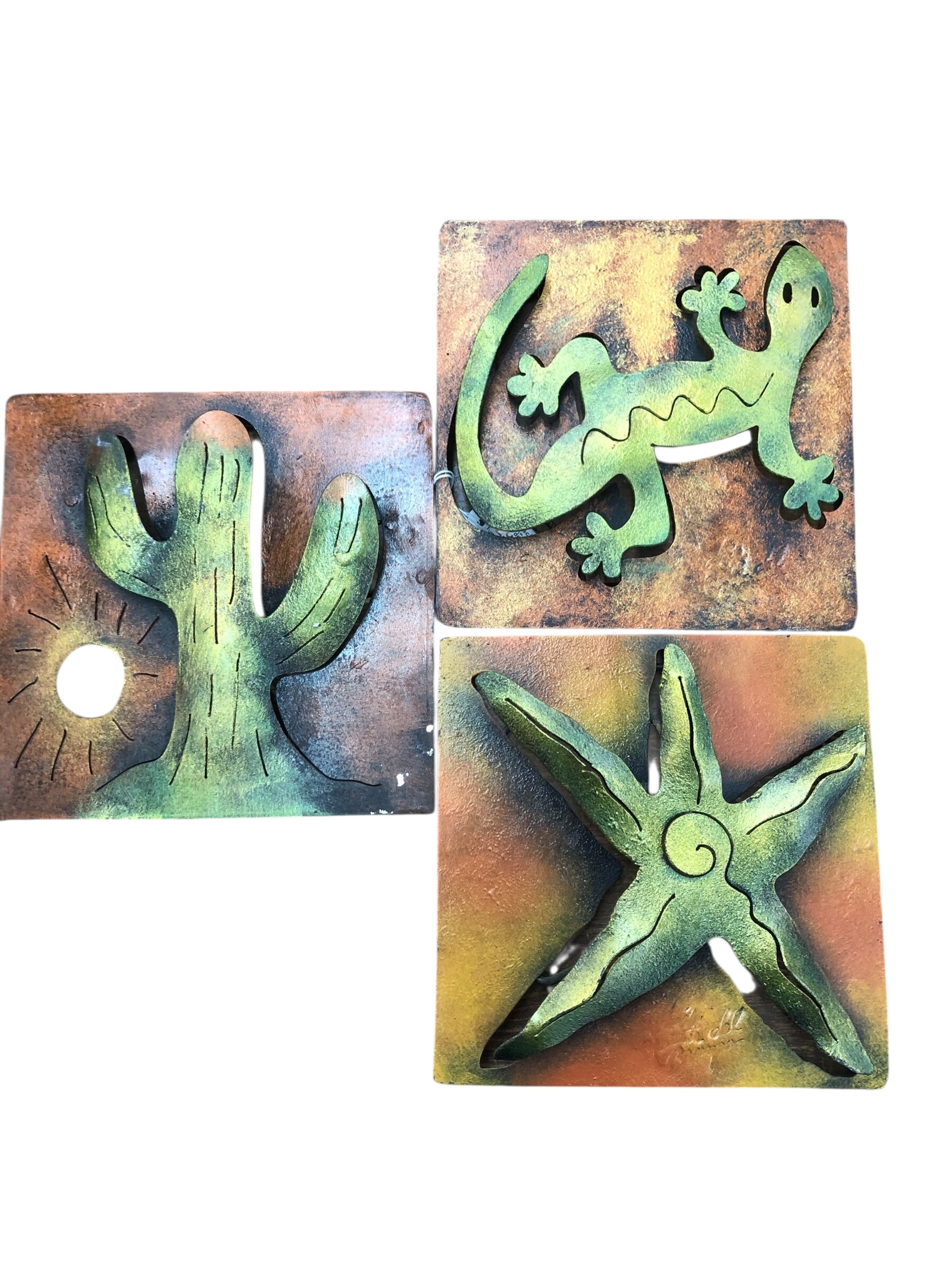 Metal Cactus/Lizard/Starfish Square decor/3pcs