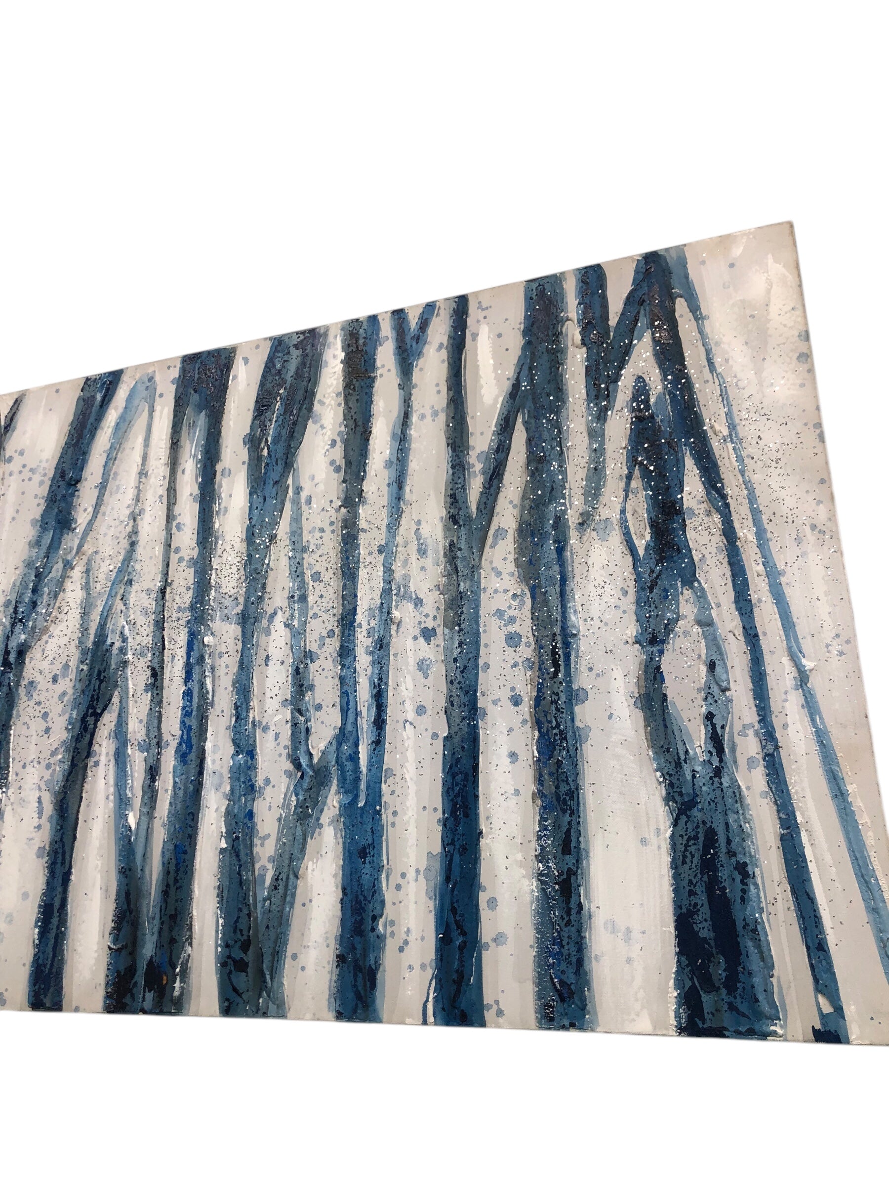 Modern blue tree forest canvas