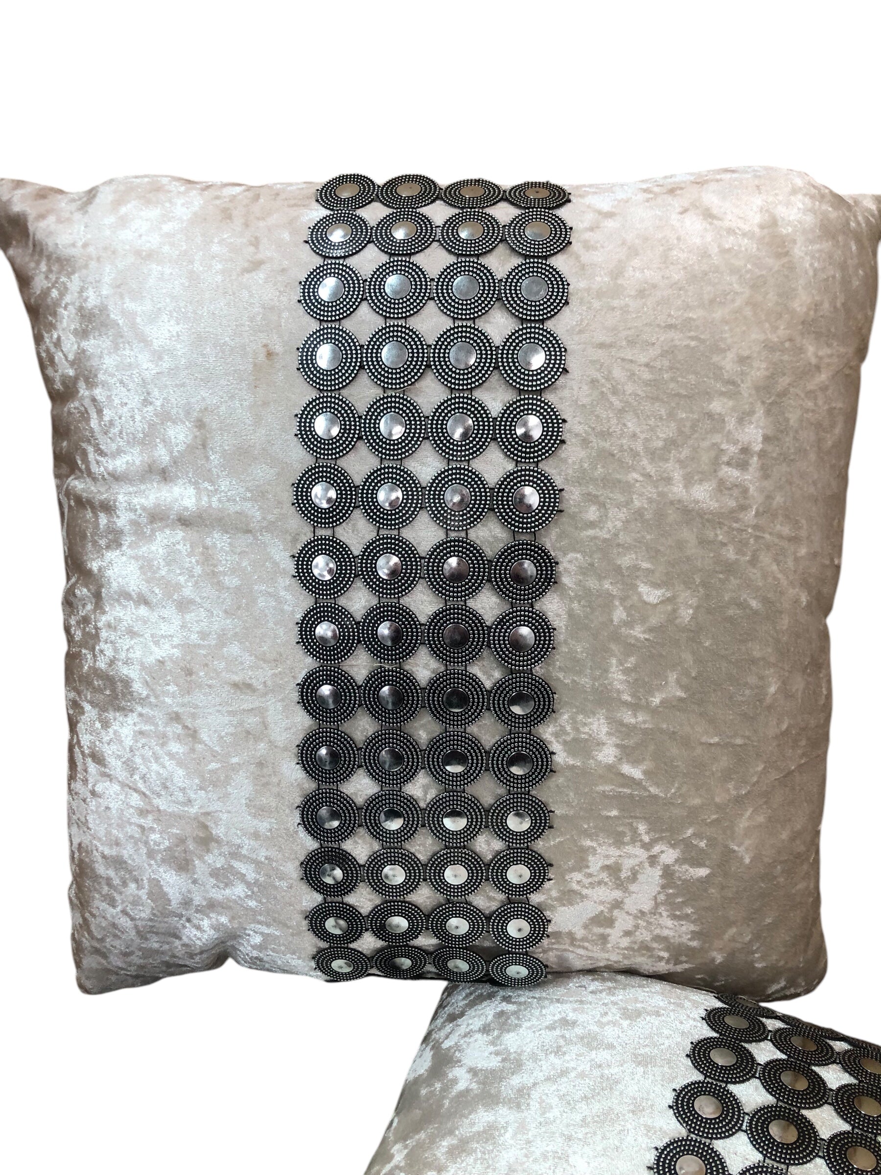 Of-white velvet/decor accent pillow