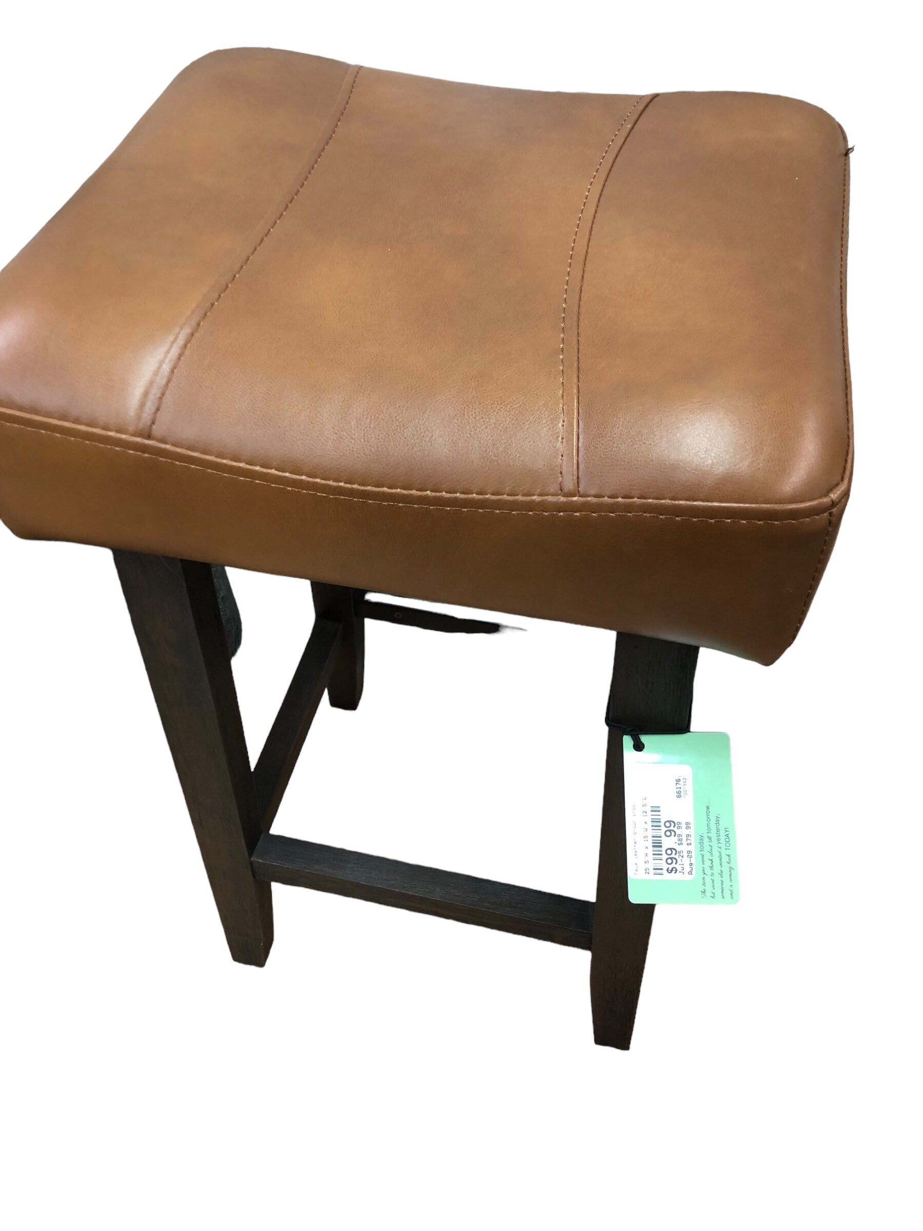 Faux leather brown stool