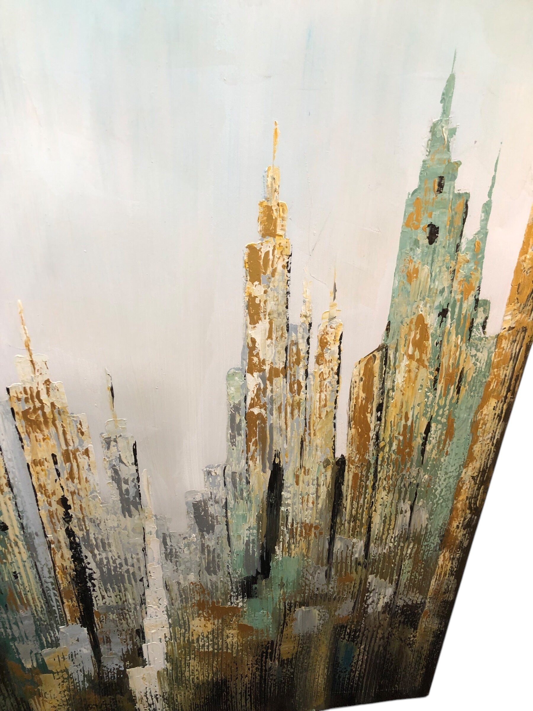 City scape canvas (Green/gold)