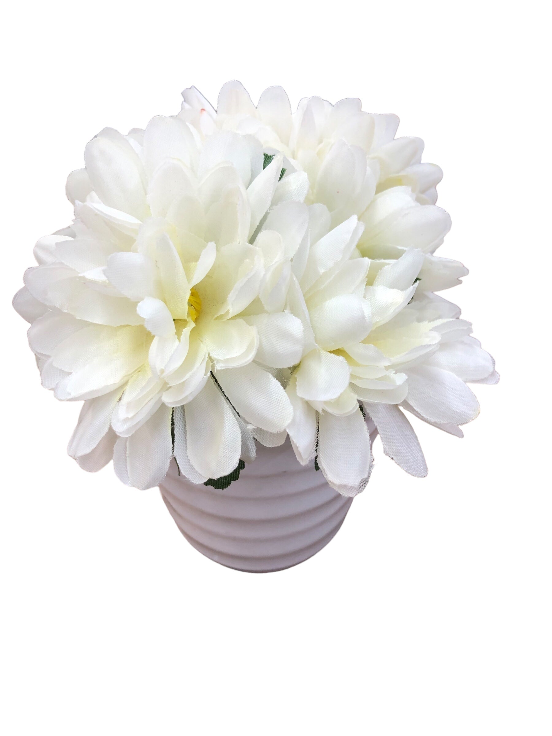 White vase with off White Flowers/leafs