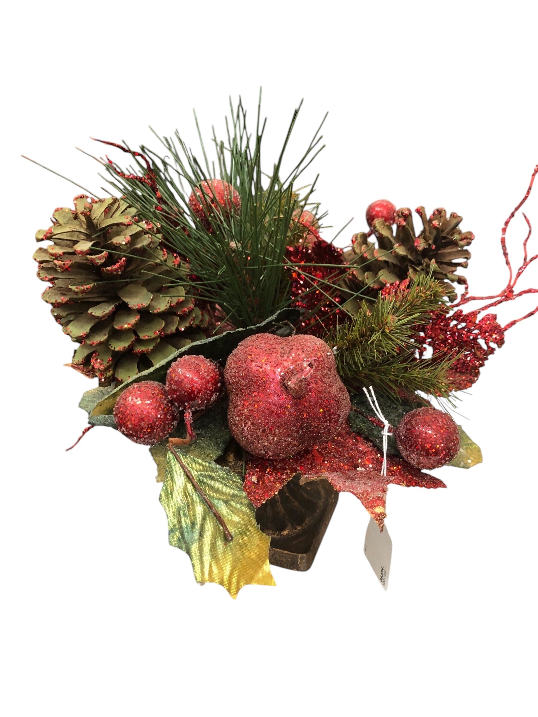 Beaded Fruit w/greenery in pot