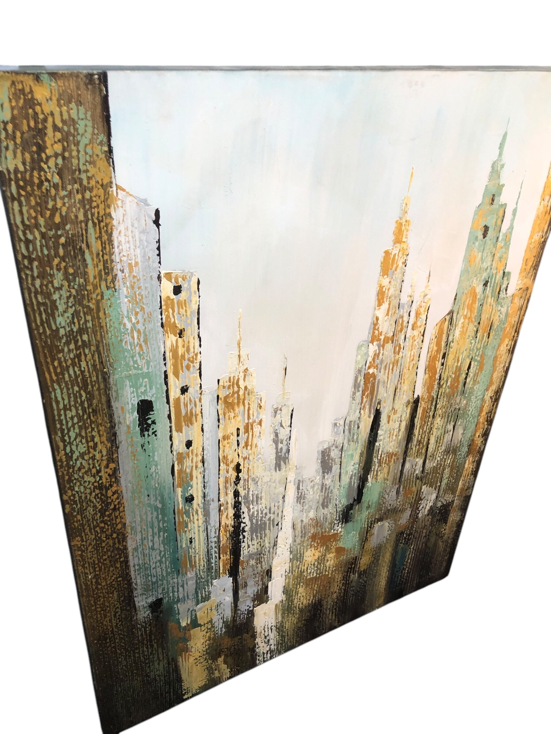 City scape canvas (Green/gold)