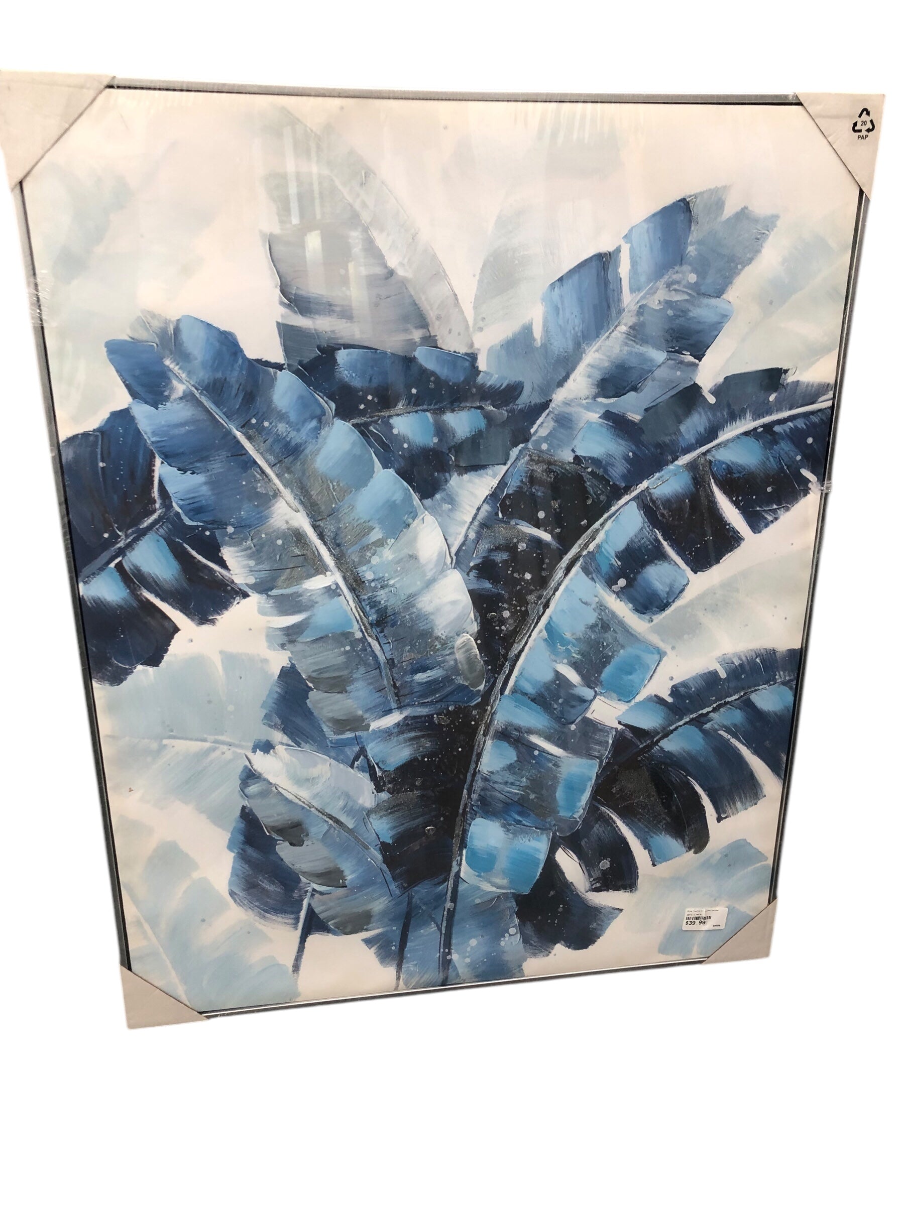 Blue feathers/ framed canvas