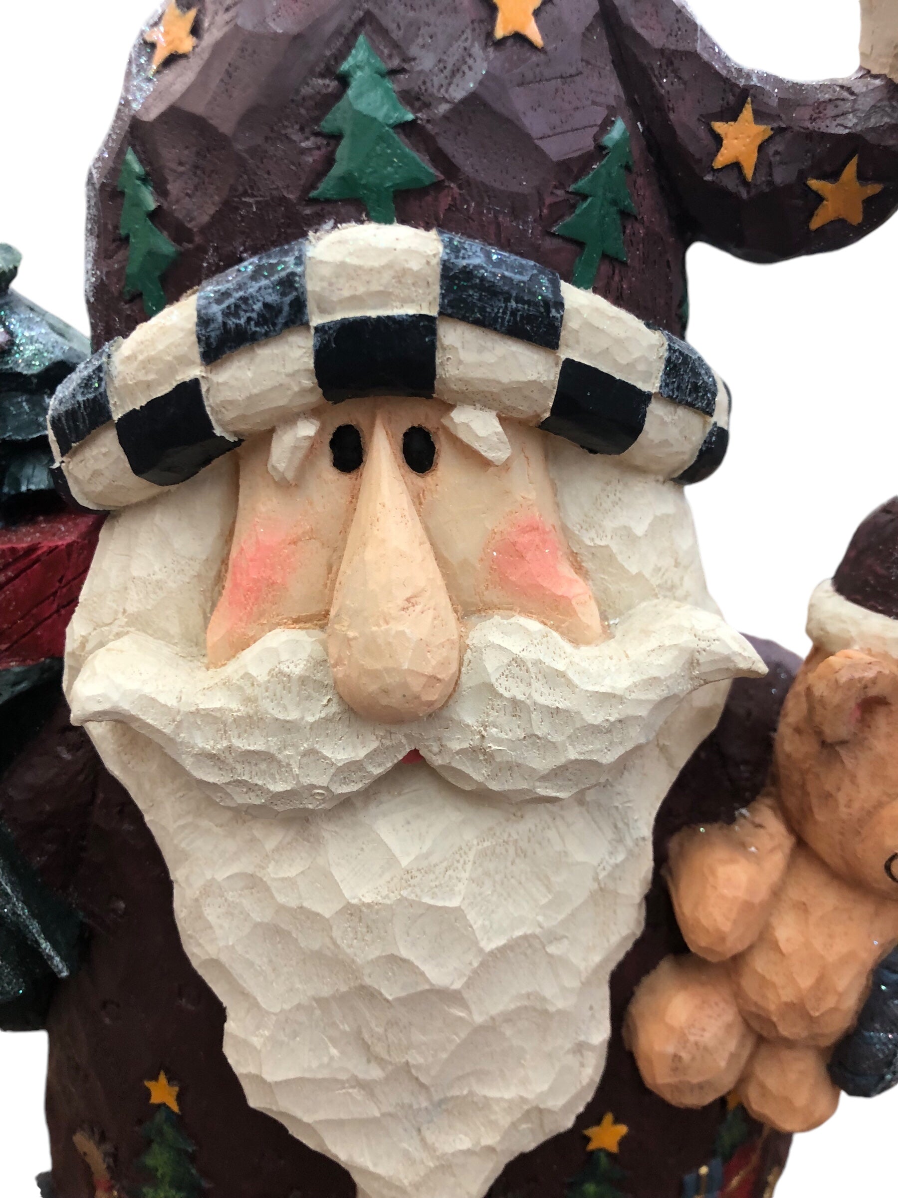 Wooden Santa with Bear