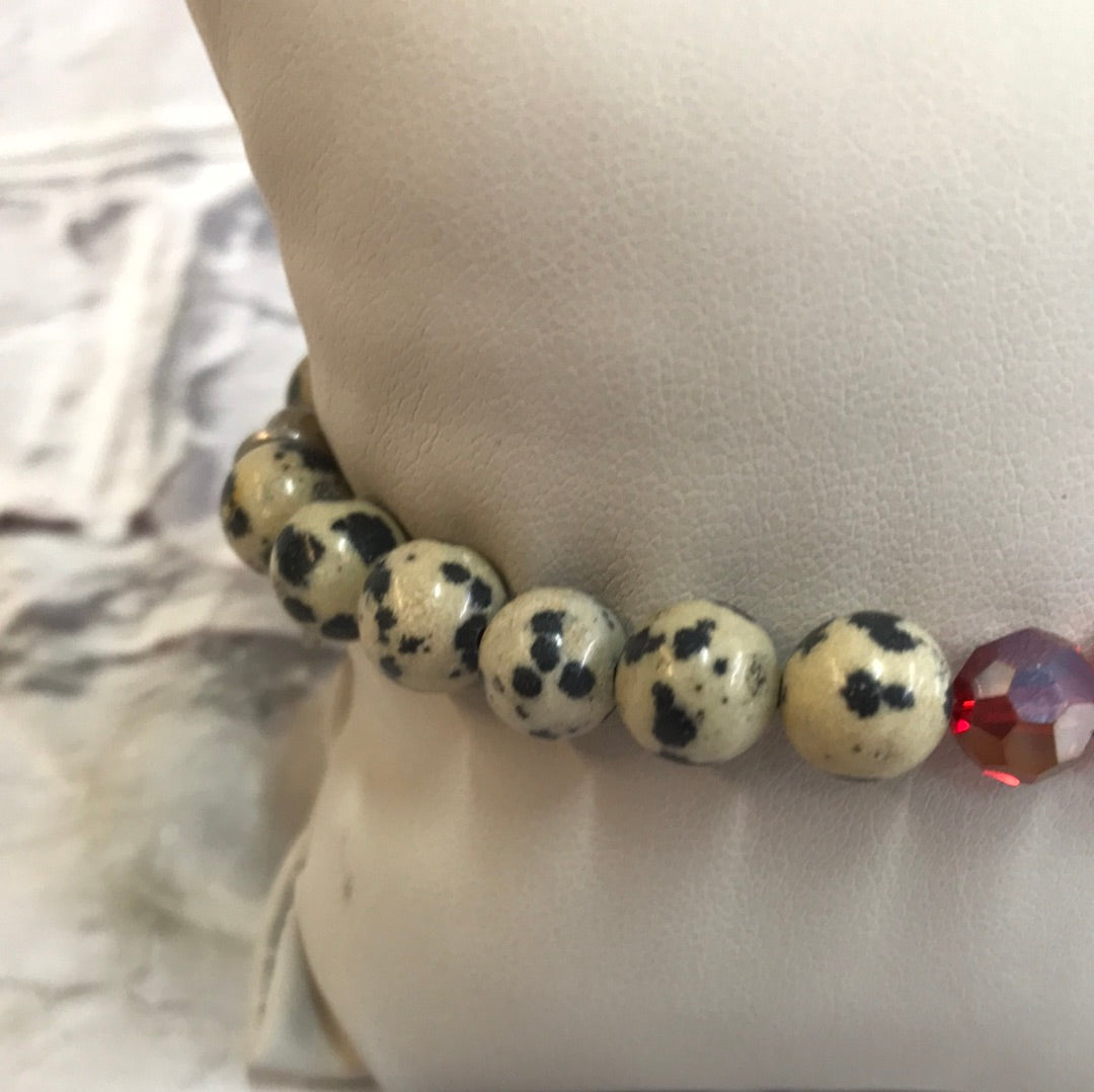 Red and animal print bracelet