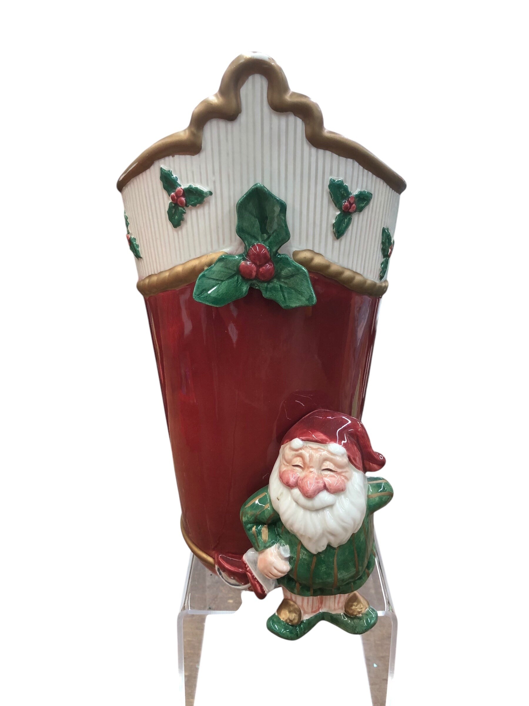 Fitz & Floyd Christmas Santa Vase