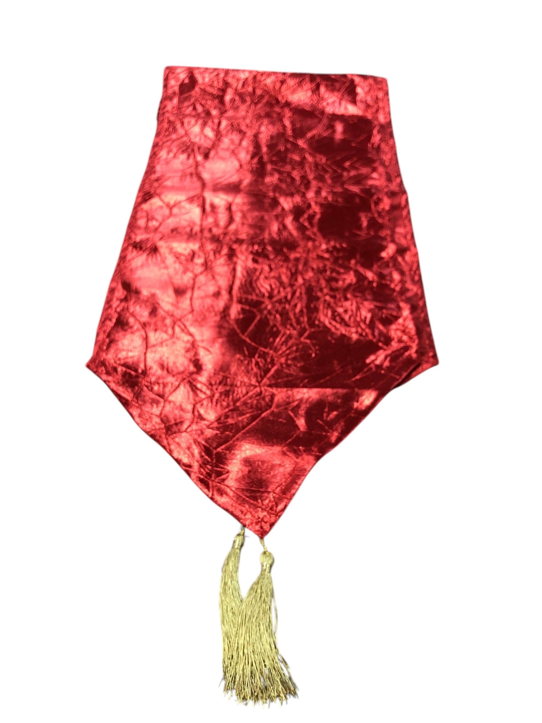 Red Shiny Table Runner/gold tassels