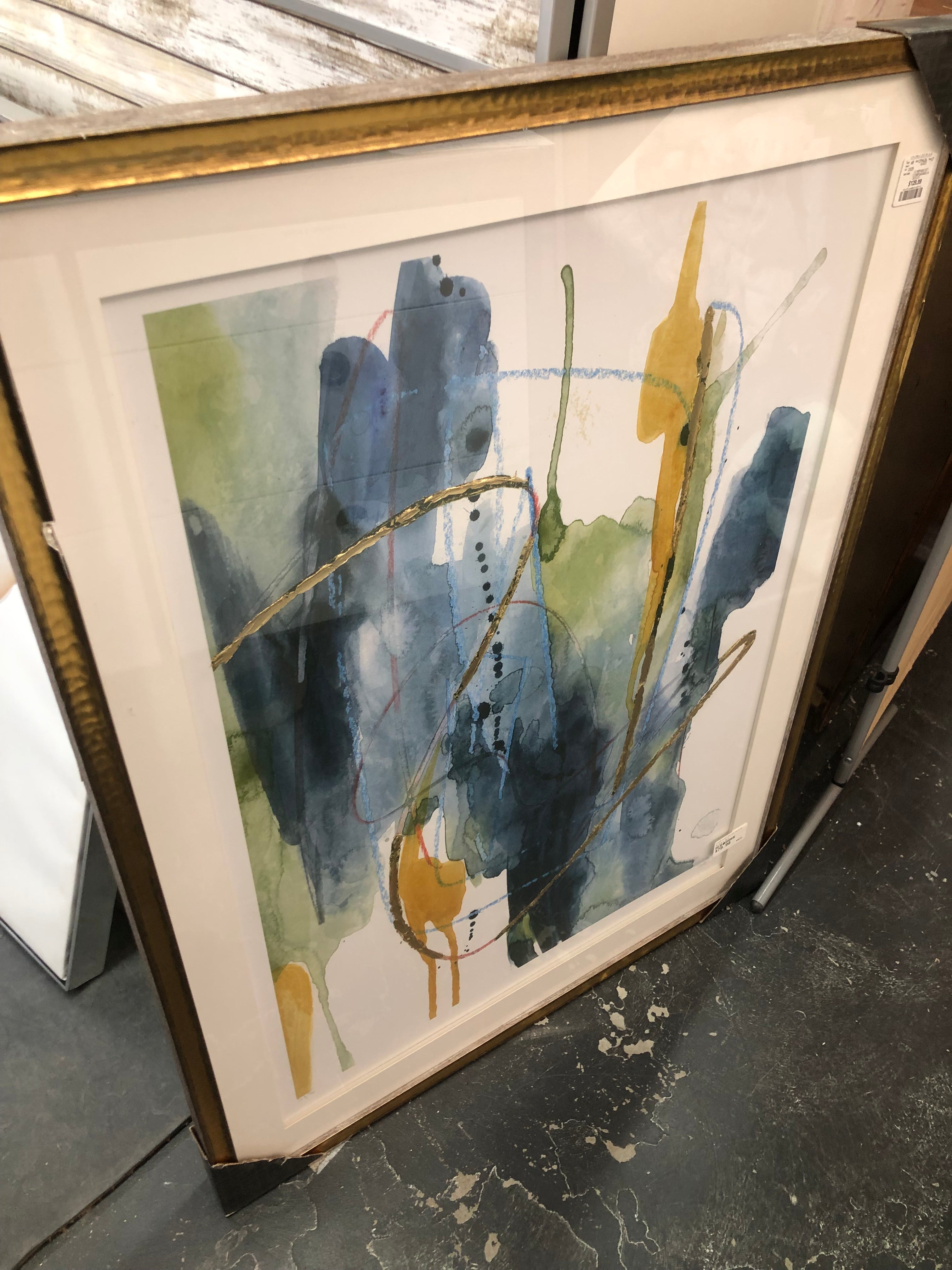 Framed glass abstract painting