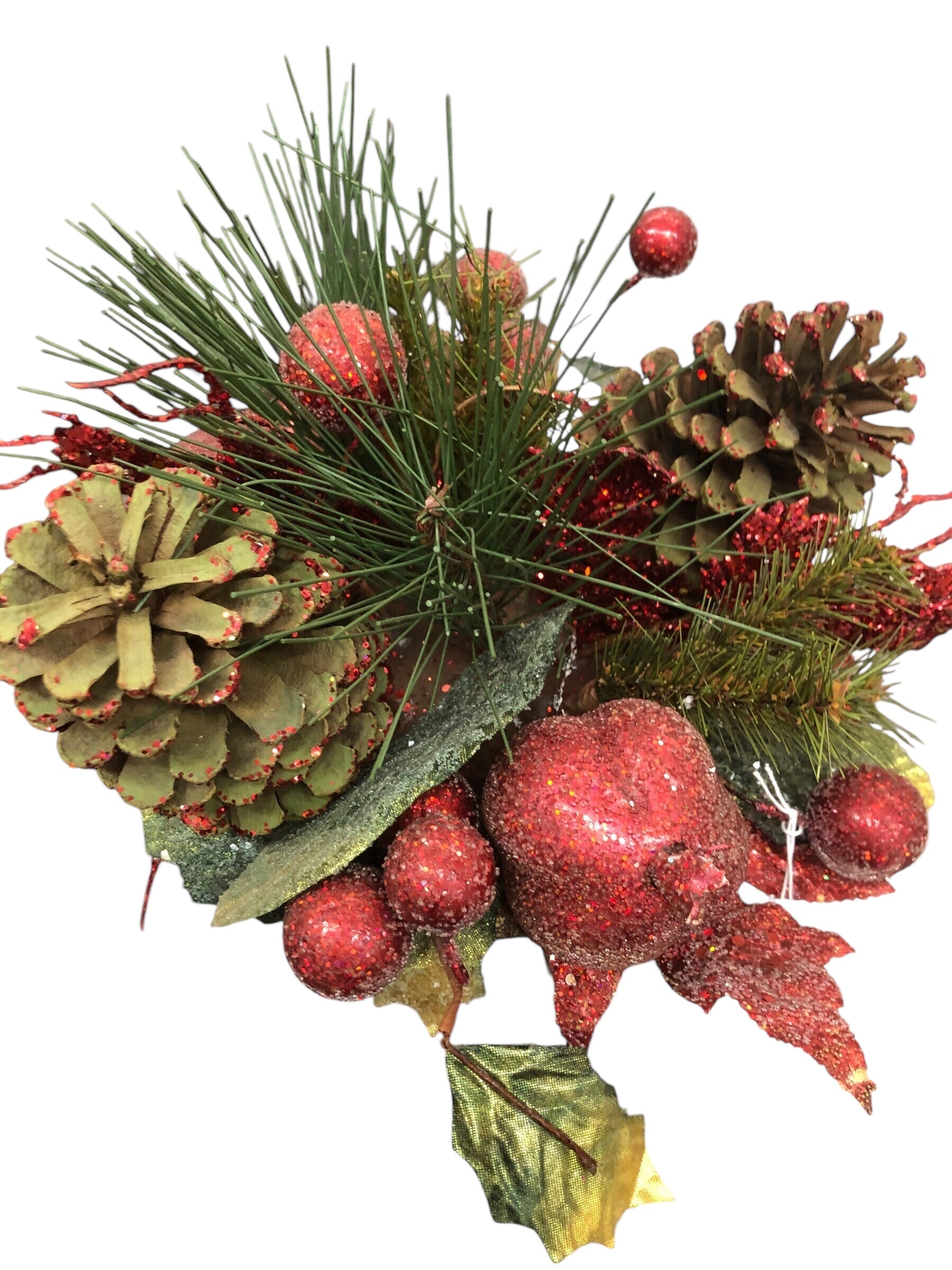 Beaded Fruit w/greenery in pot