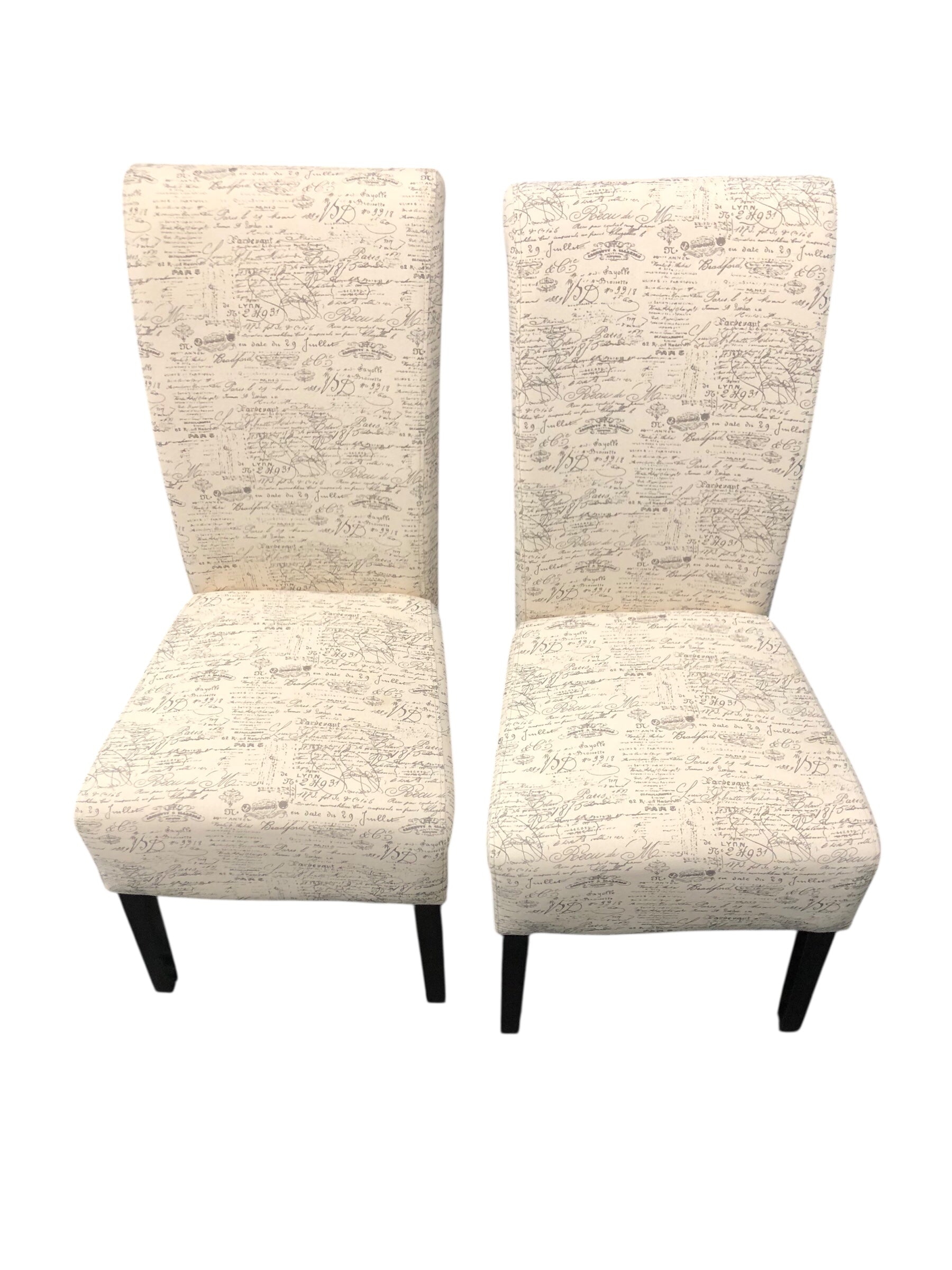 Fabric/Writing design dining chairs