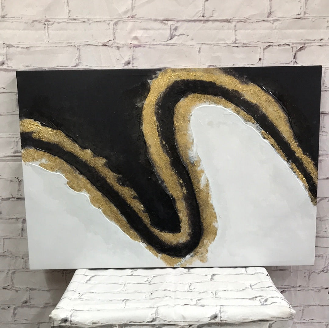 Black/Gold/White Abstract Canvas
