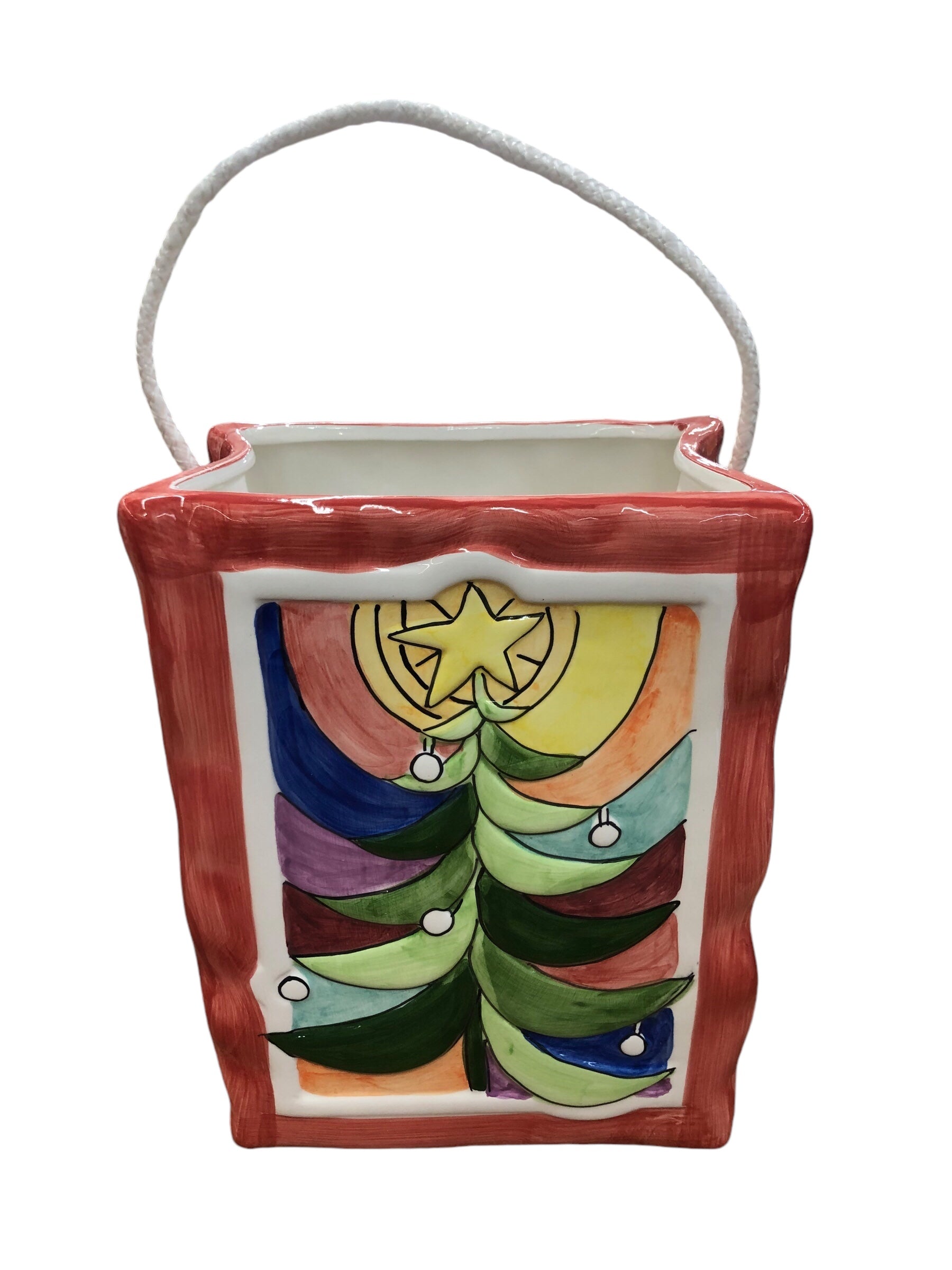 Ceramic Christmas Gift Bag Red/Tree