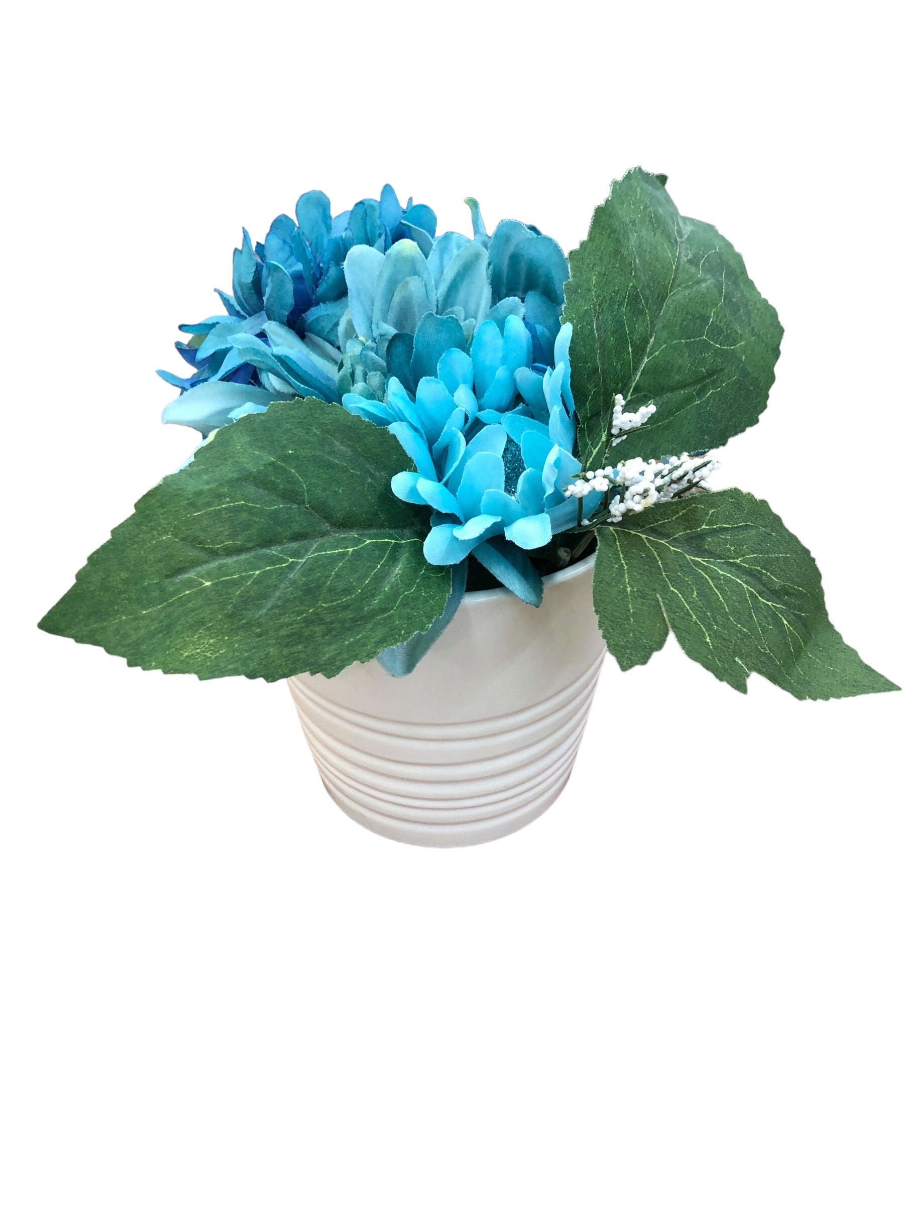 White Vase withTurquoise/leaf