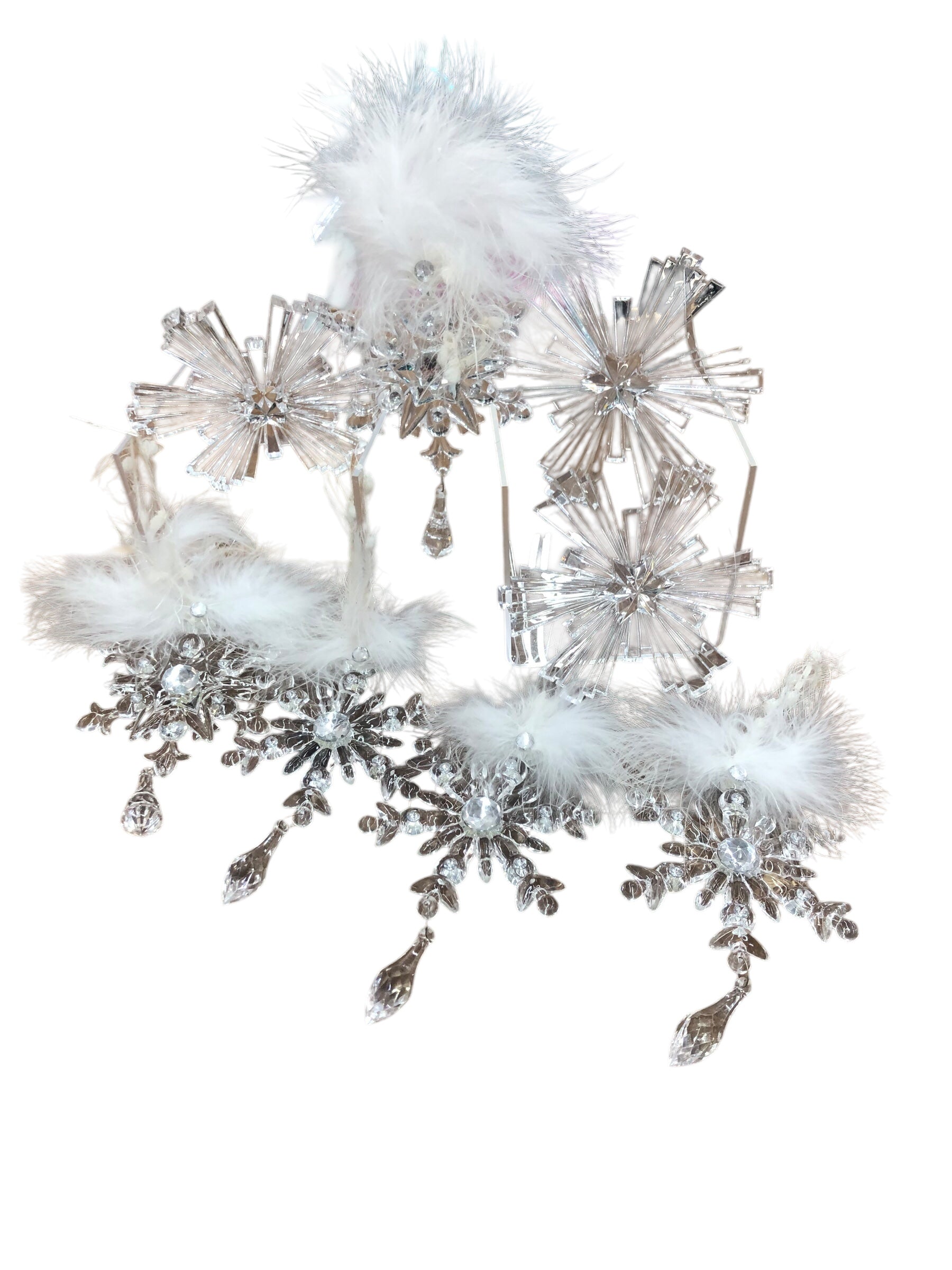 Snowflake Ornaments with Feathers/3 plain