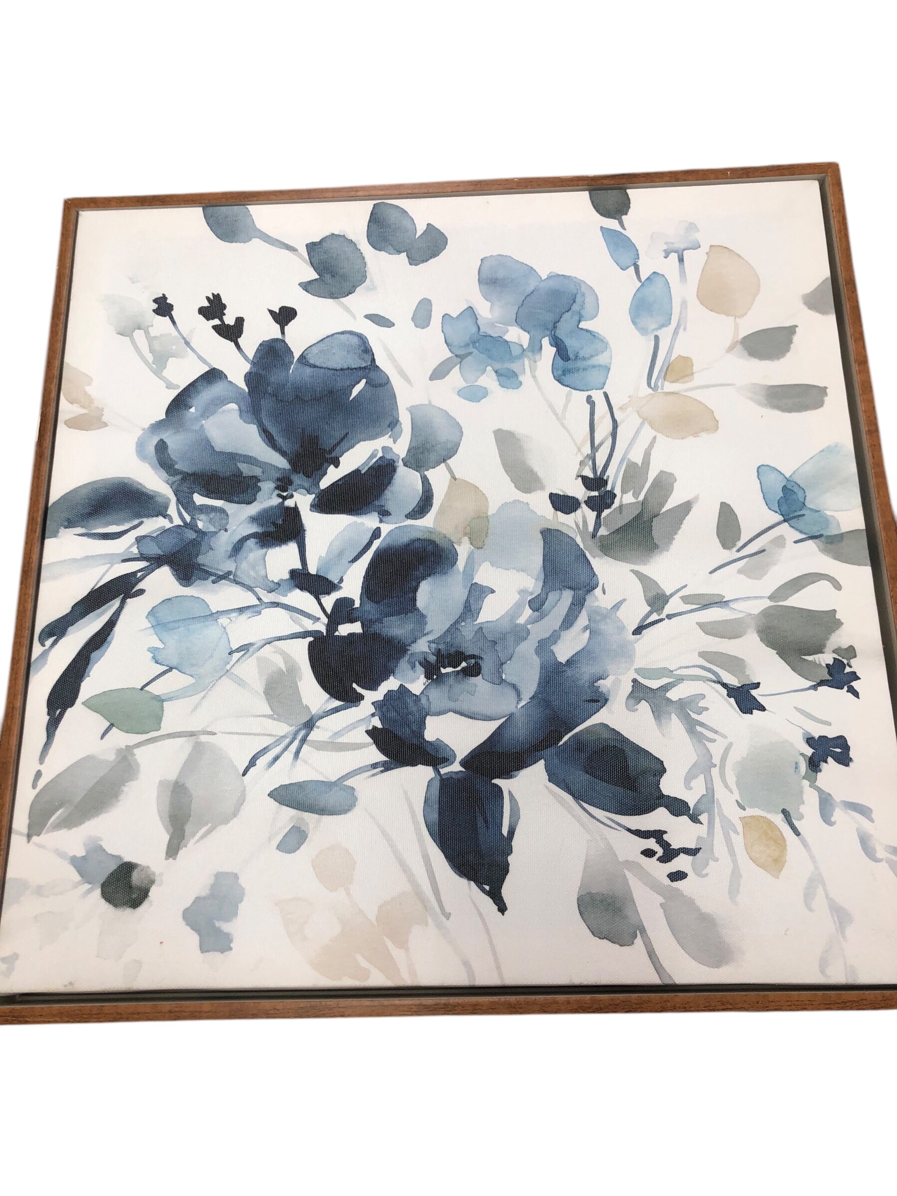 Blue flowers/ wood frame