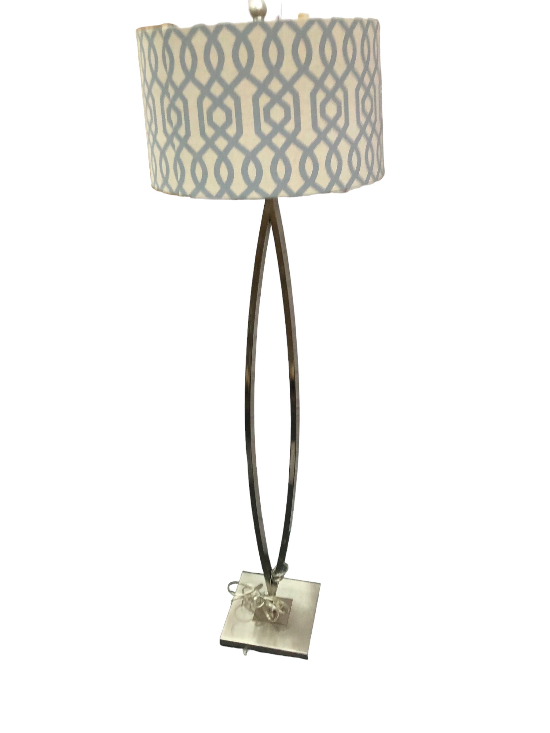 Floor lamp (blue design/white shade)