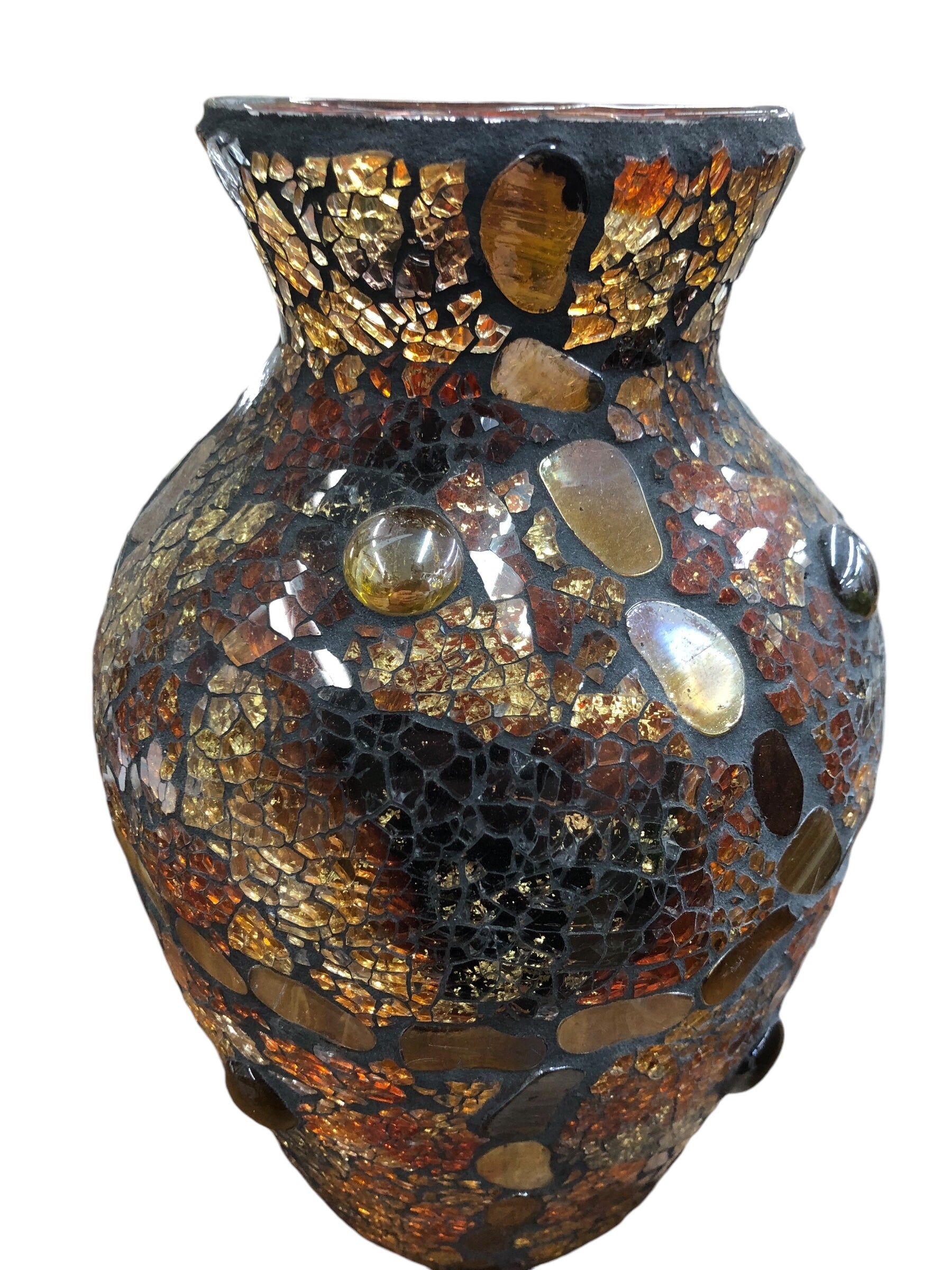 Gold/orange/crackle look vase