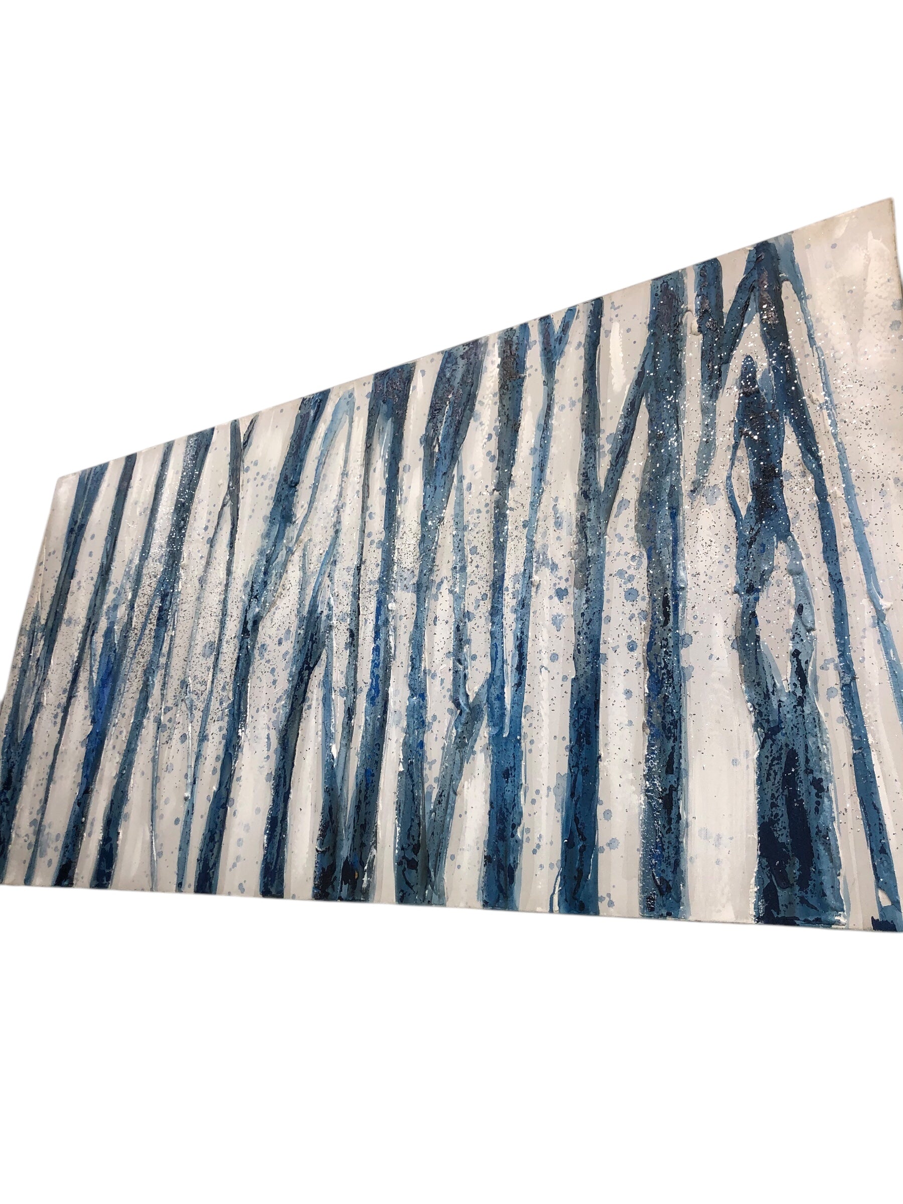 Modern blue tree forest canvas