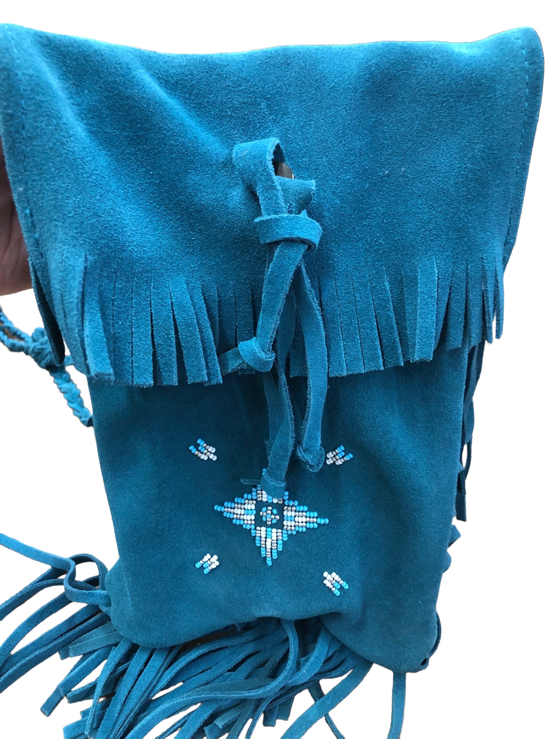 Blue Fringed Purse