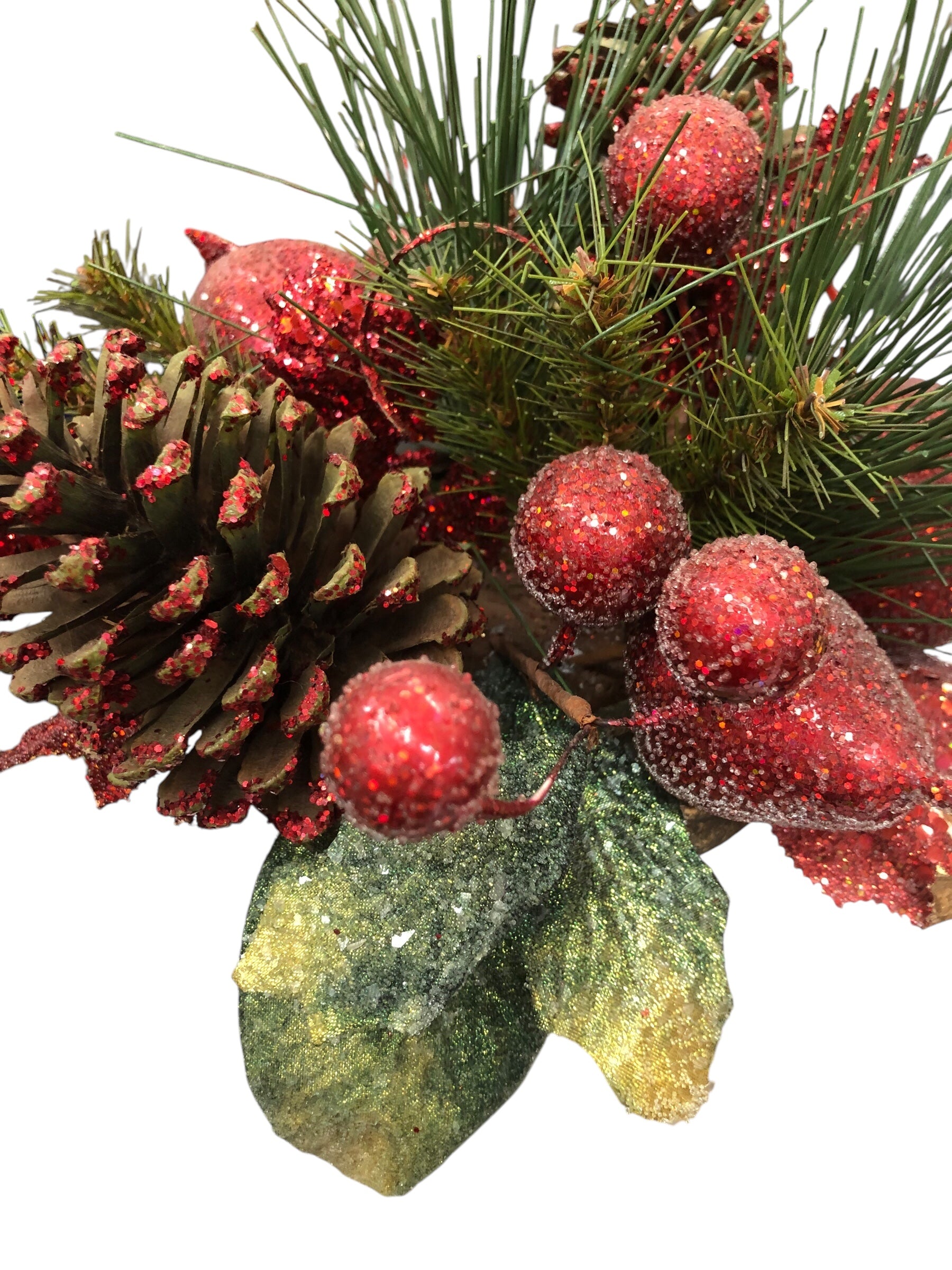 Beaded Fruit w/greenery in pot