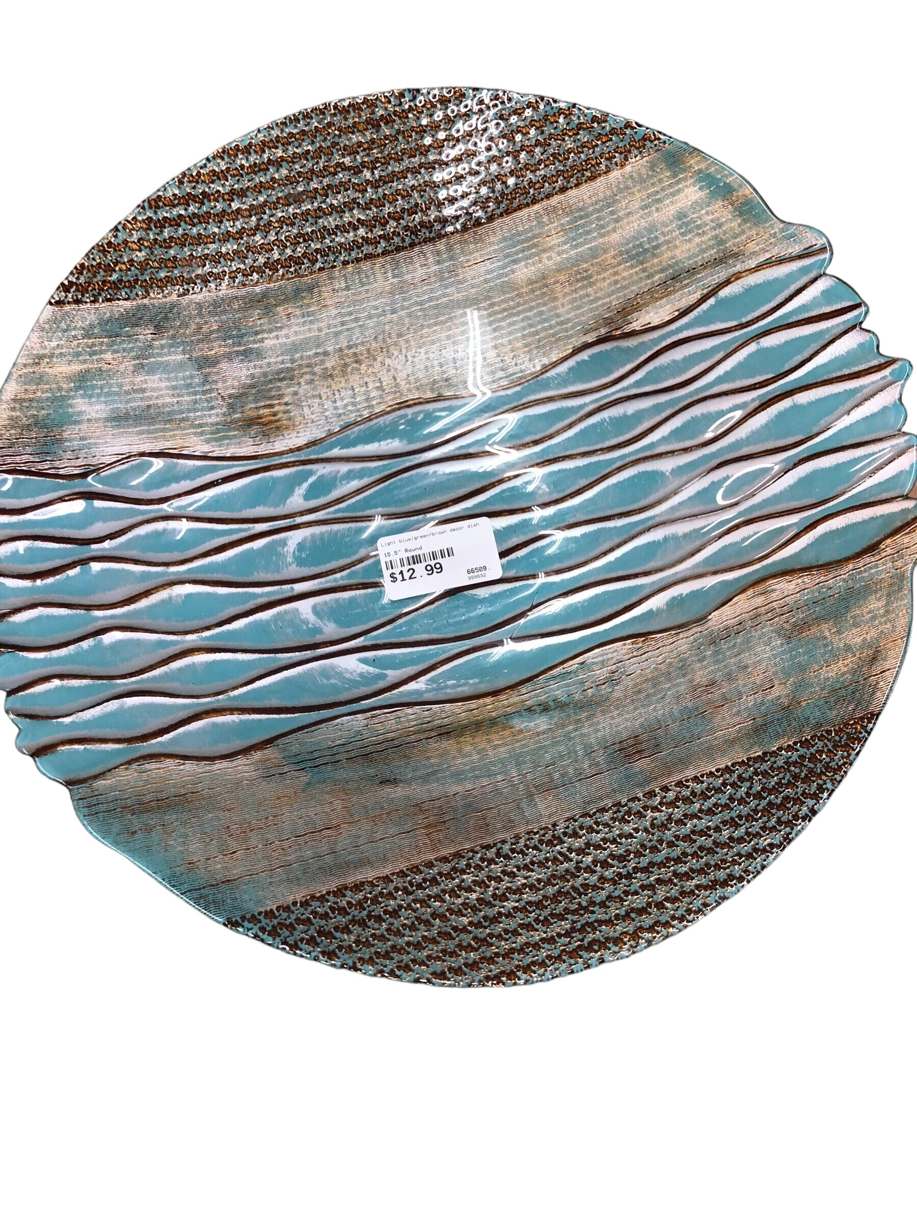 Light blue/green/brown decor dish