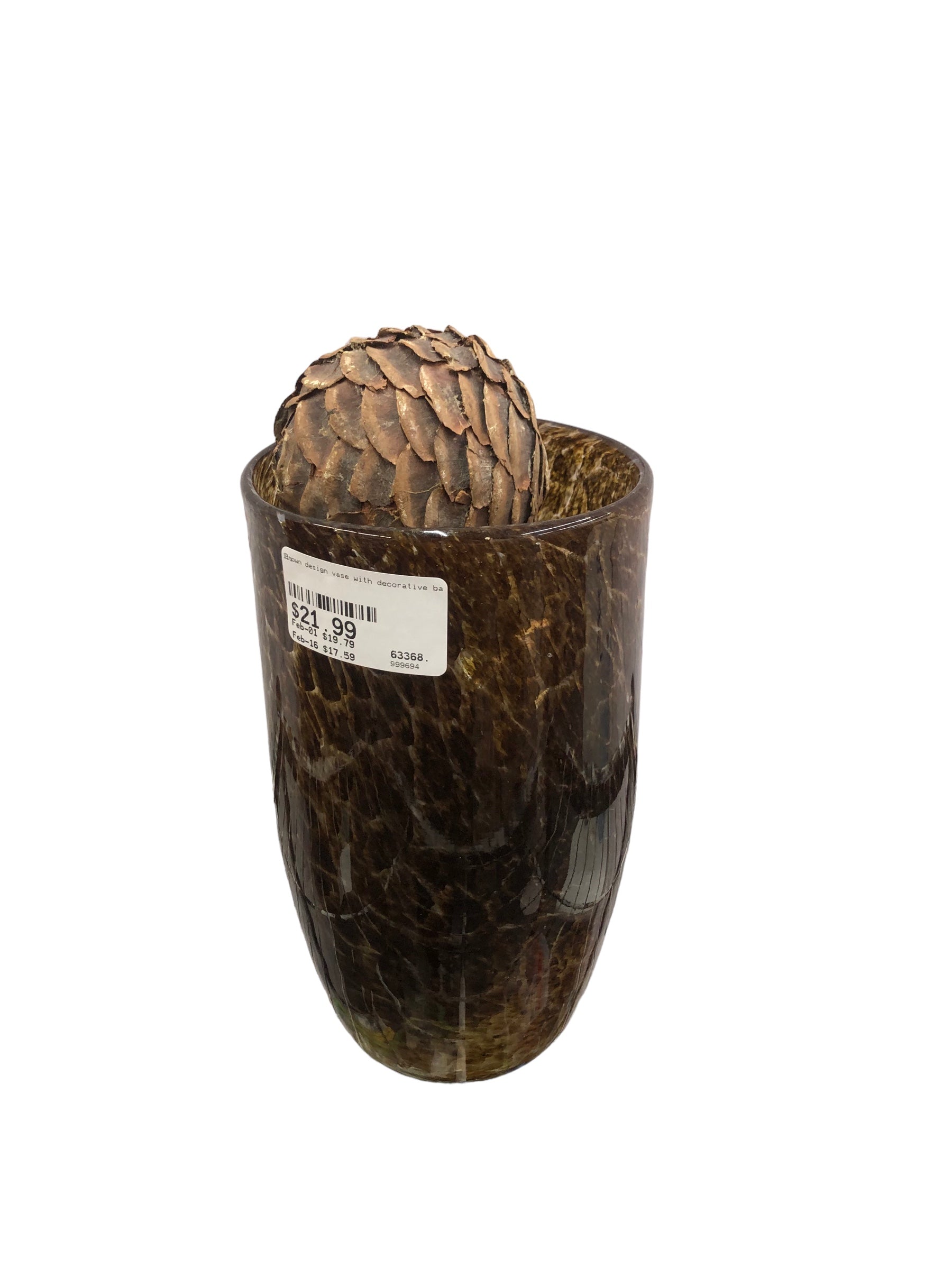 Brown design vase with decorative balls