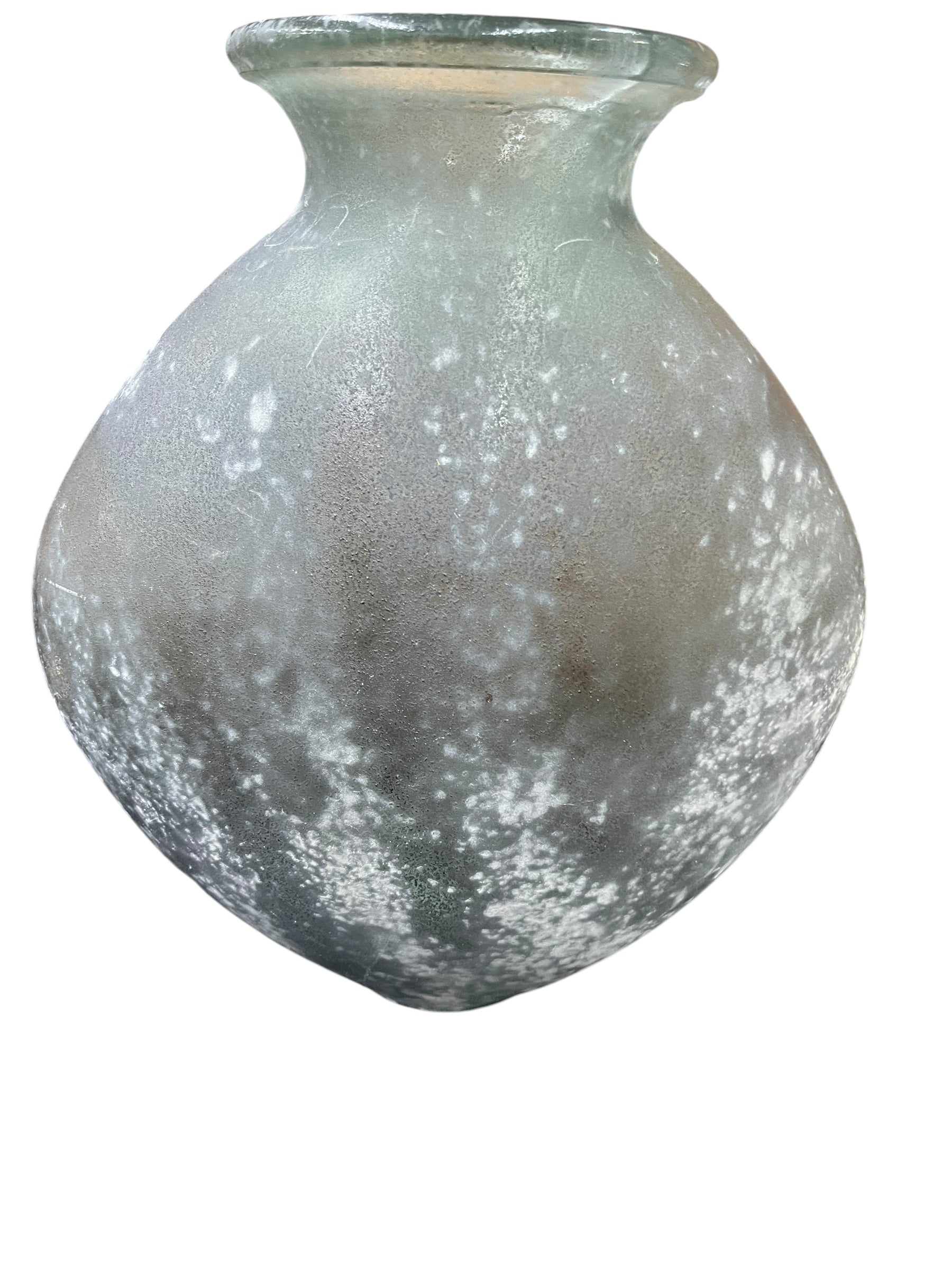 Oval Green Vase/Rough Finish