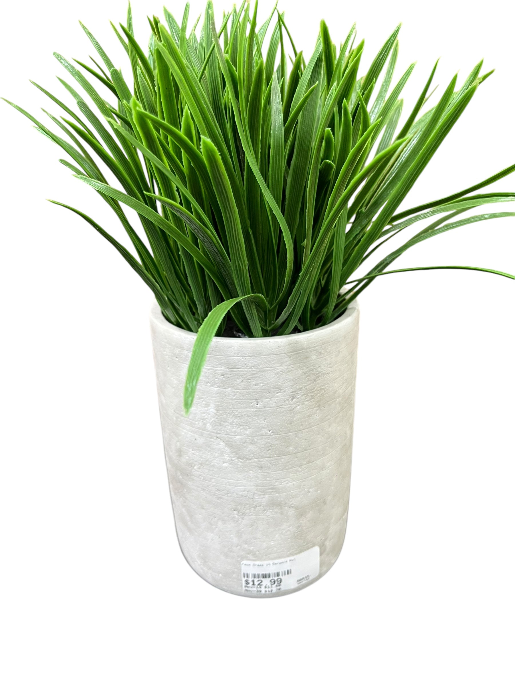 Faux Grass in Ceramic Pot