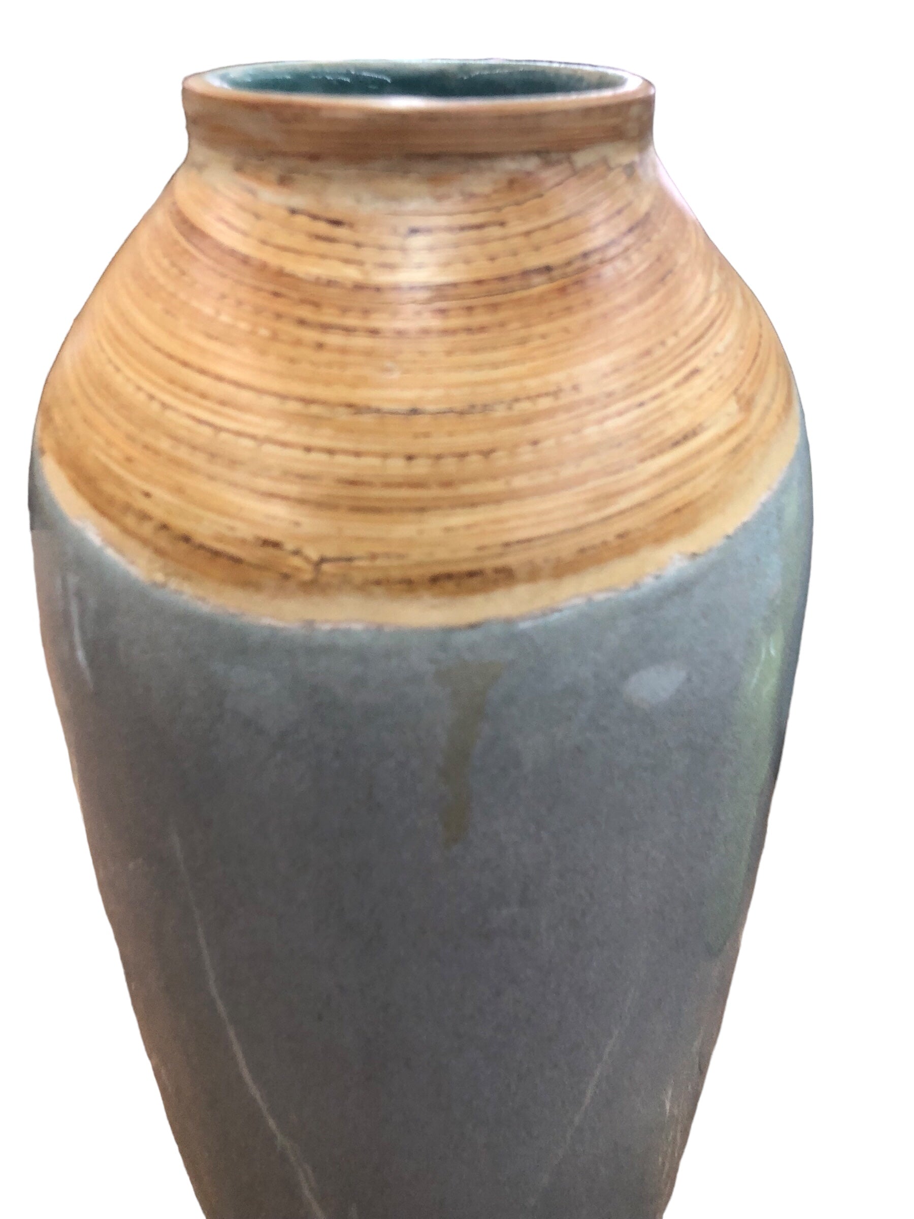 Ceramic vase light blue/grey and beige top
