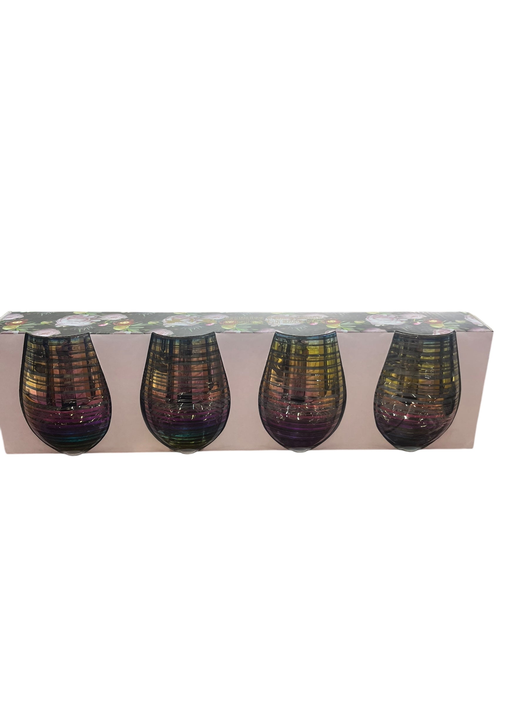 S/4 Striped stemless glasses