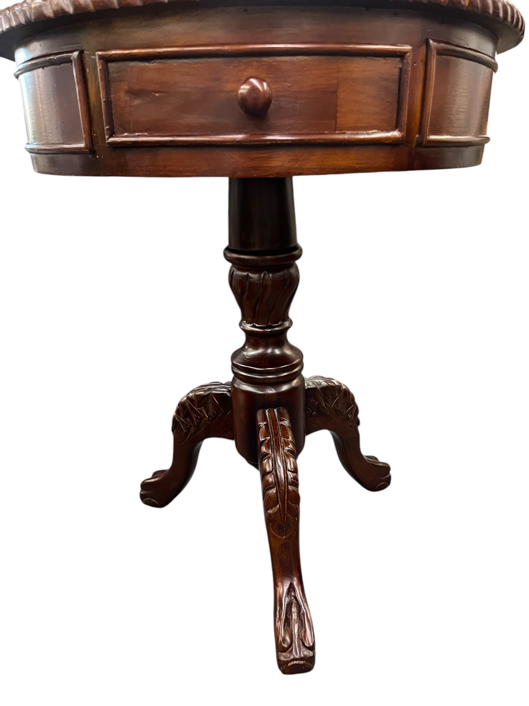 Round Pedestal Carved Table