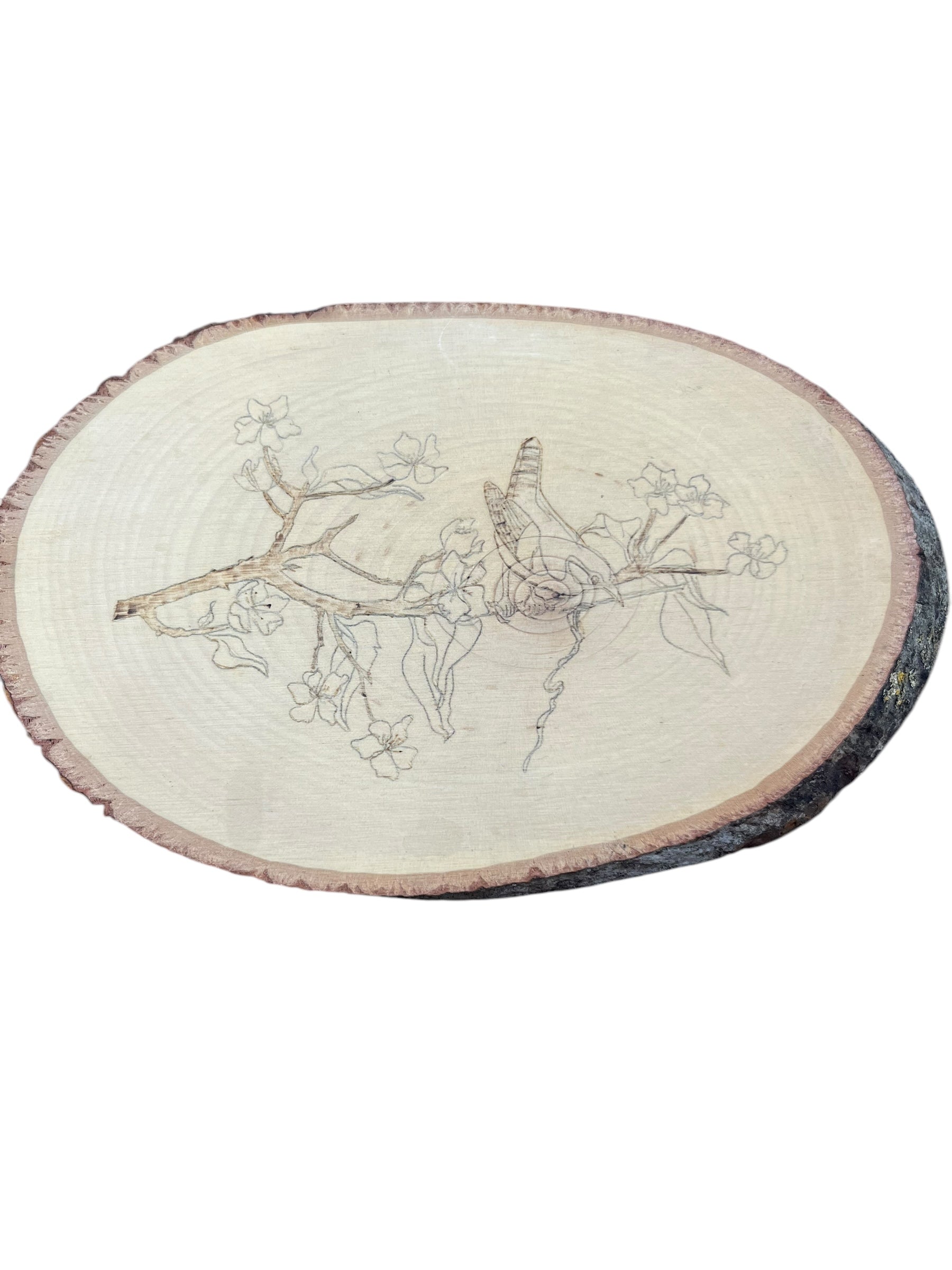 Bird/Flower Wood Disc Art