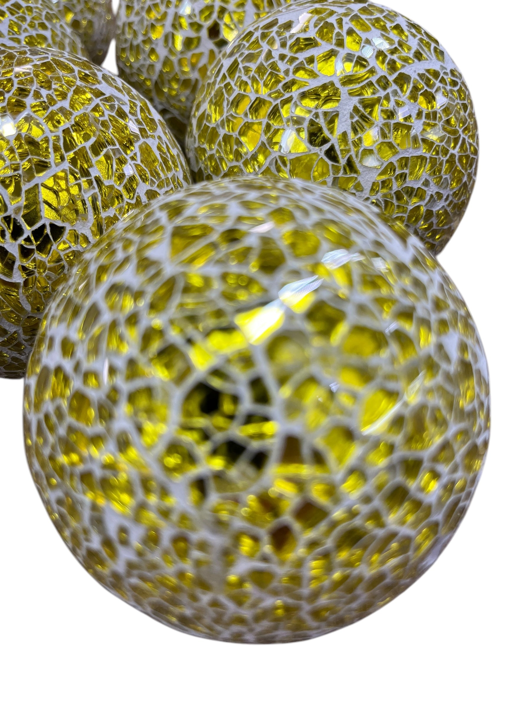 6 Gold Mosaic Glass Balls