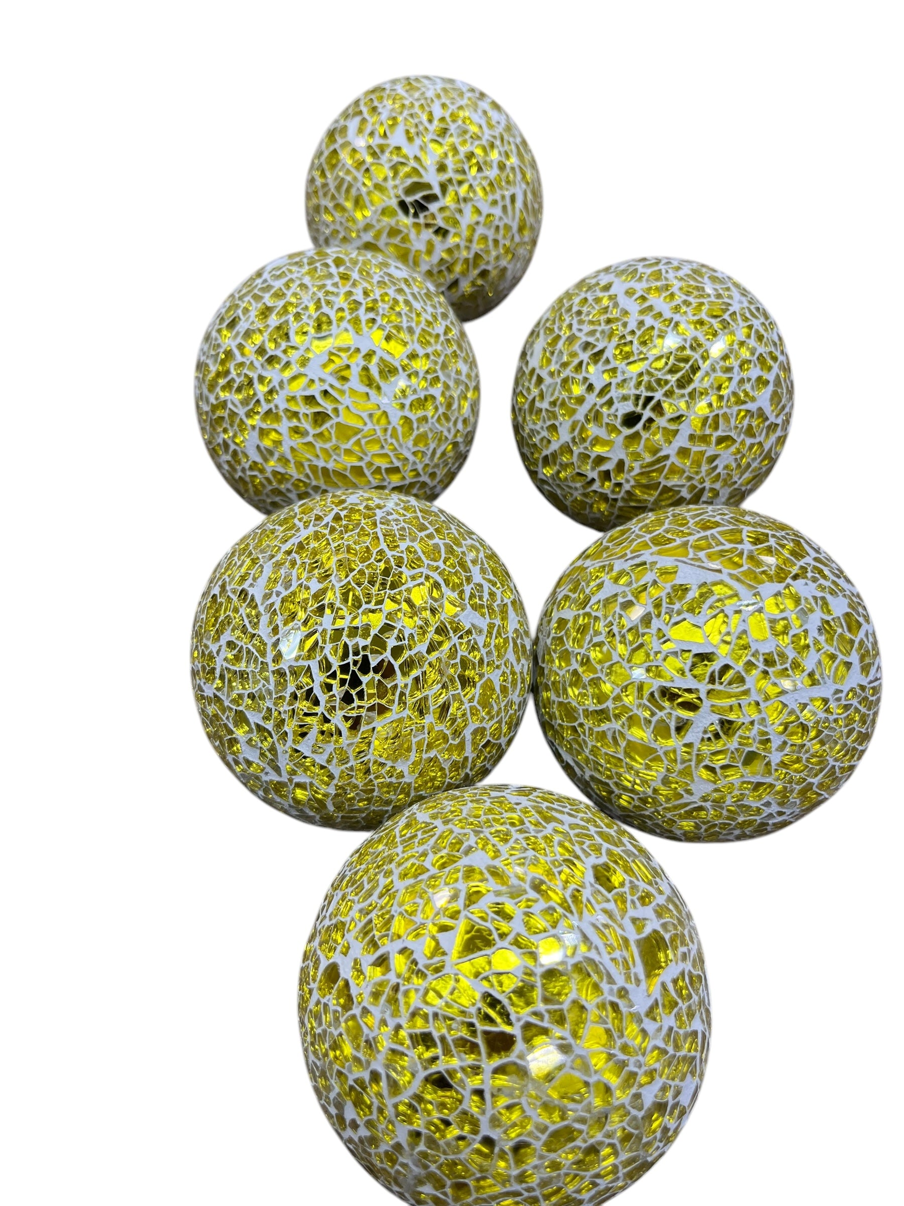 6 Gold Mosaic Glass Balls