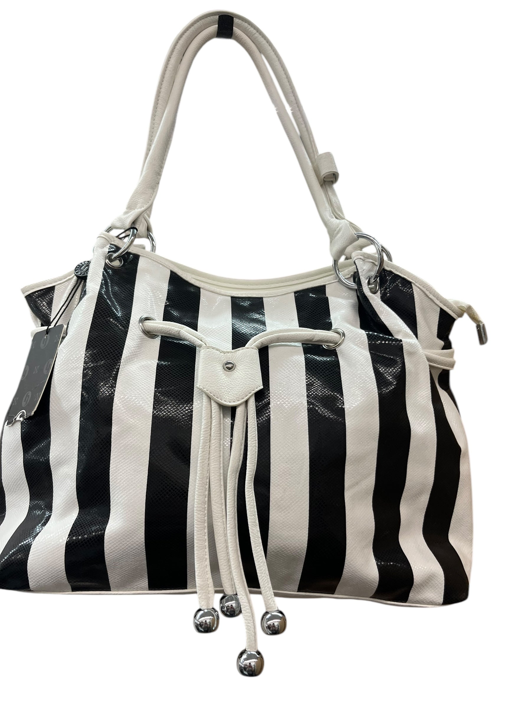 Hijean black/white striped bag