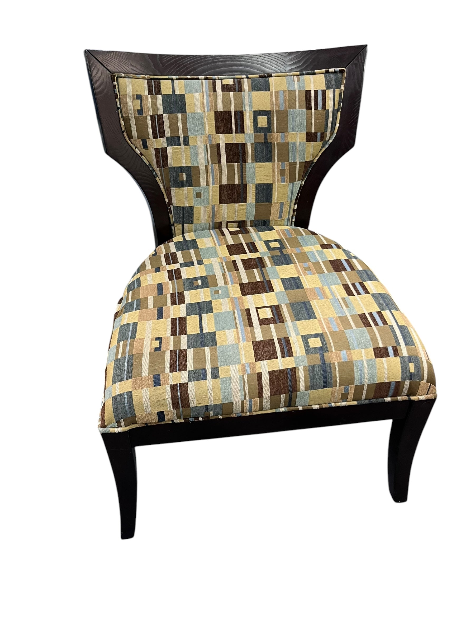 Dark Wood Chair/Geometric Print
