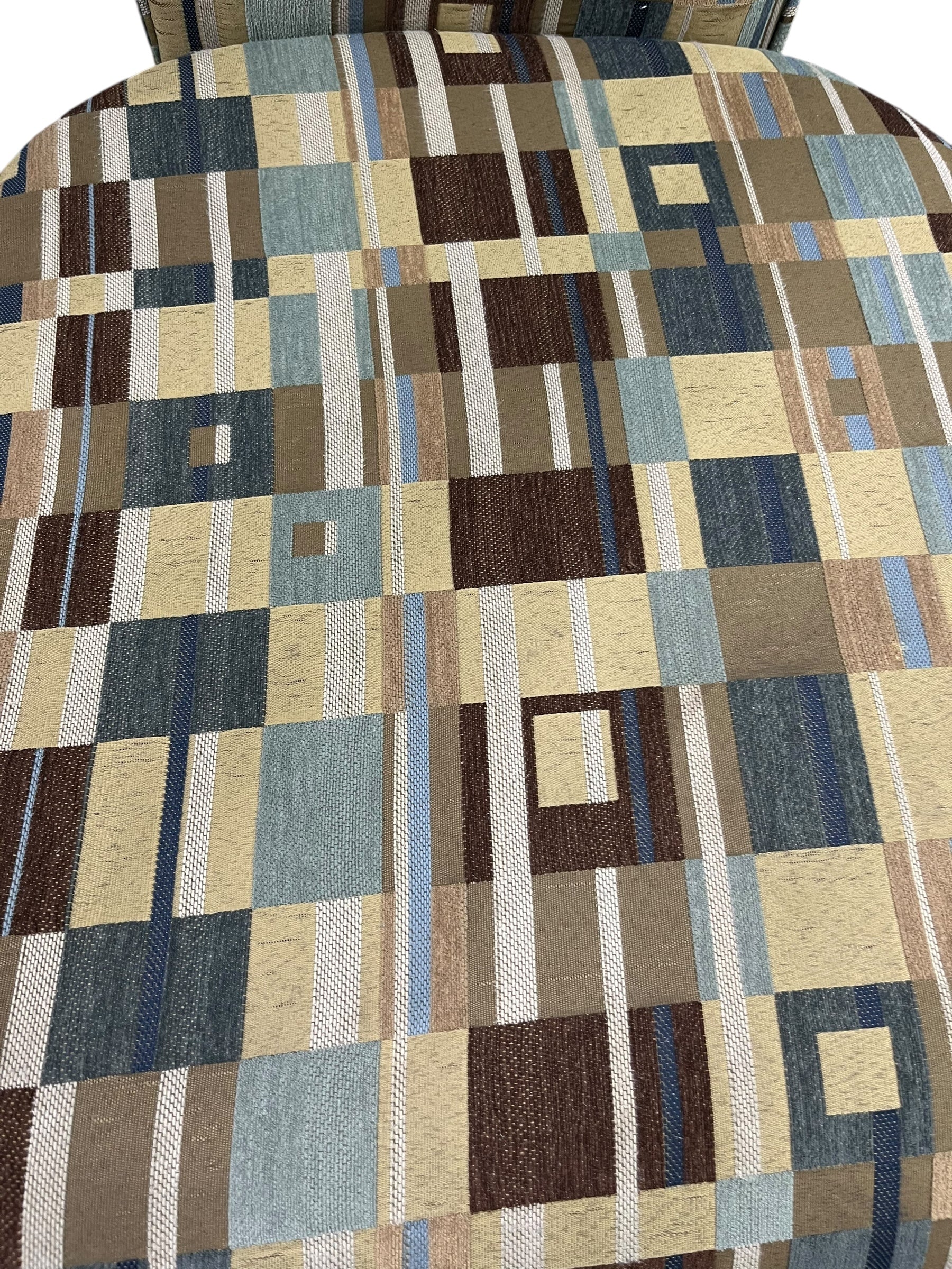 Dark Wood Chair/Geometric Print