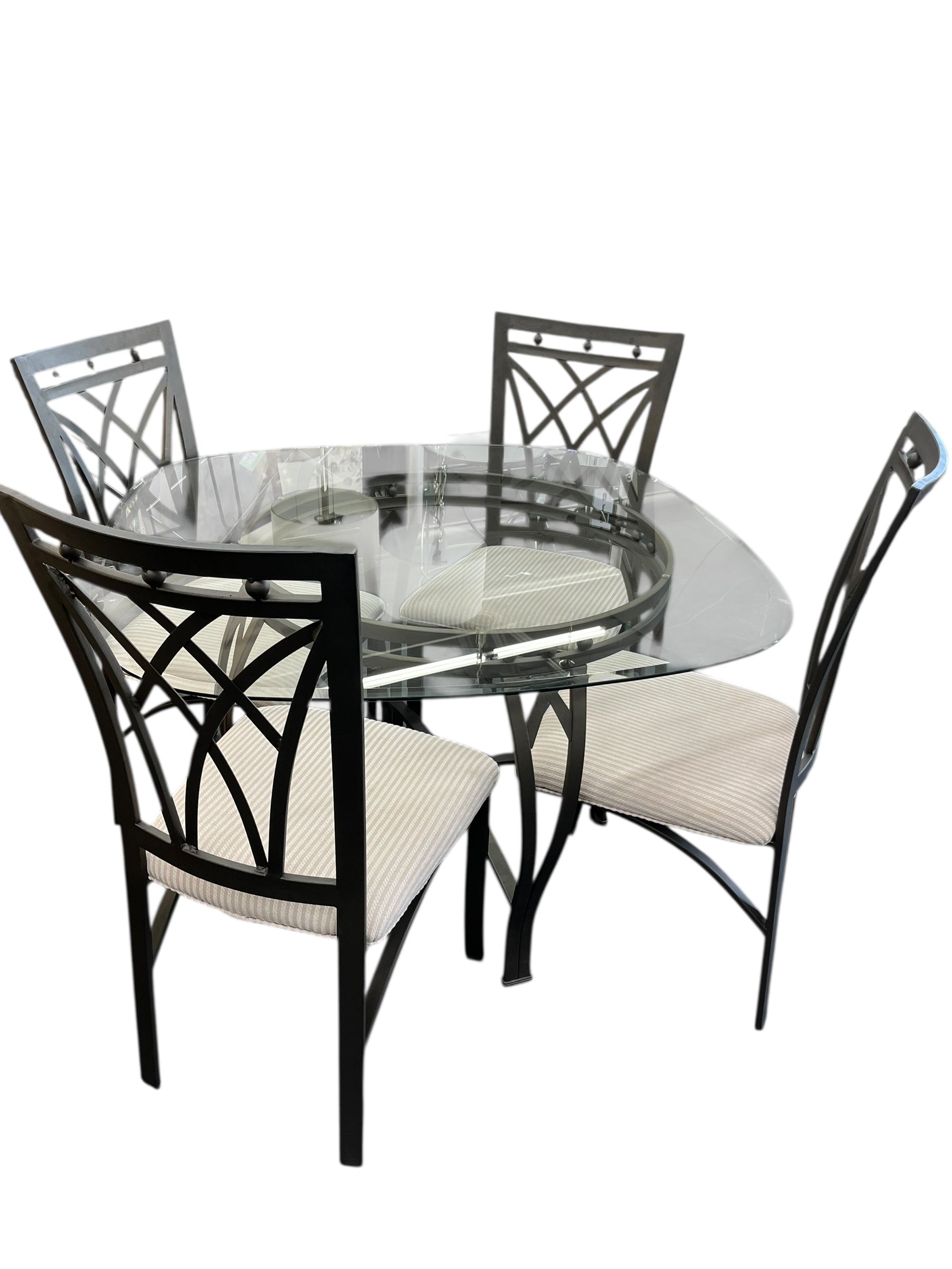 Metal/Glass Table/4 Chairs
