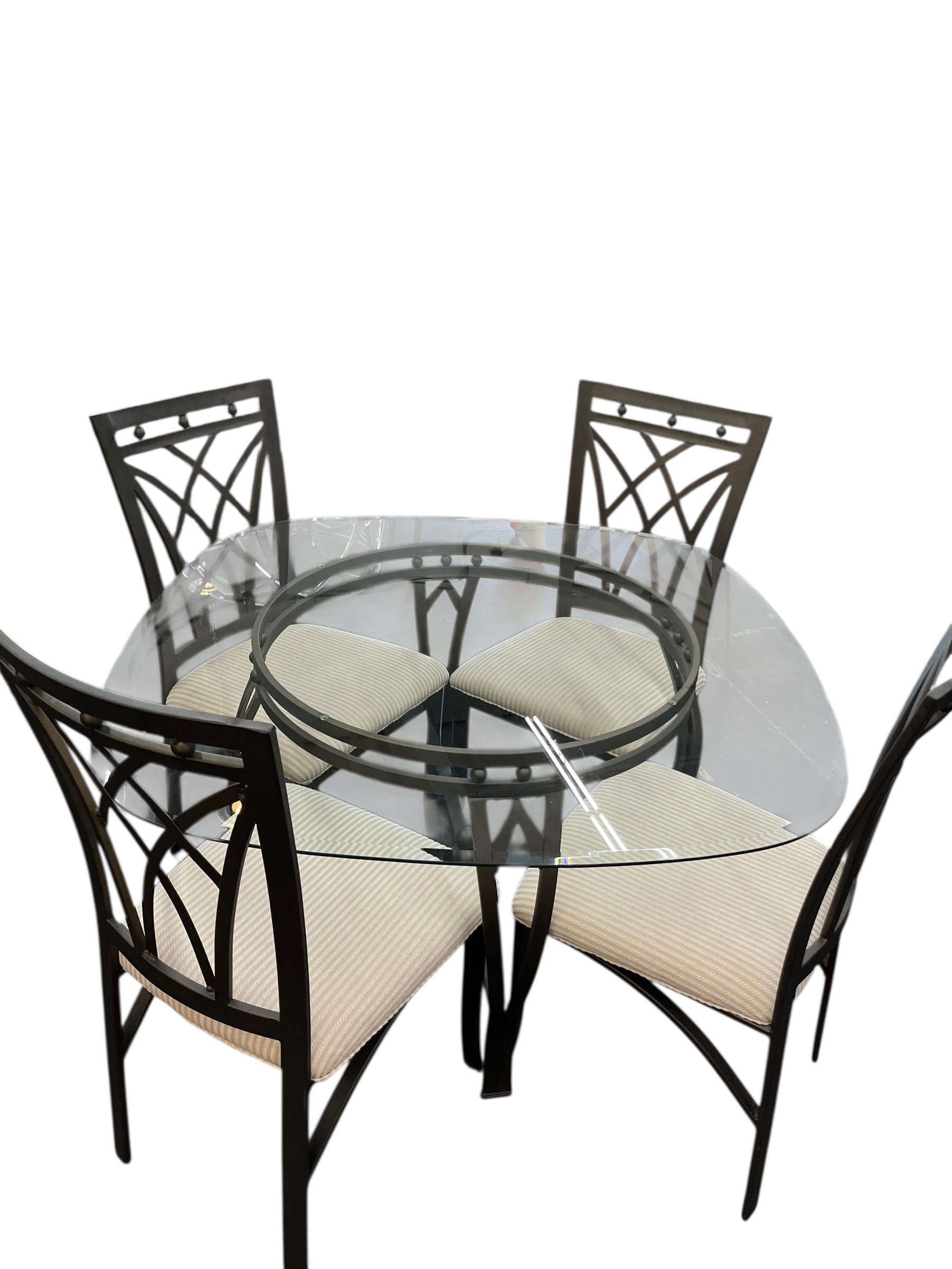 Metal/Glass Table/4 Chairs