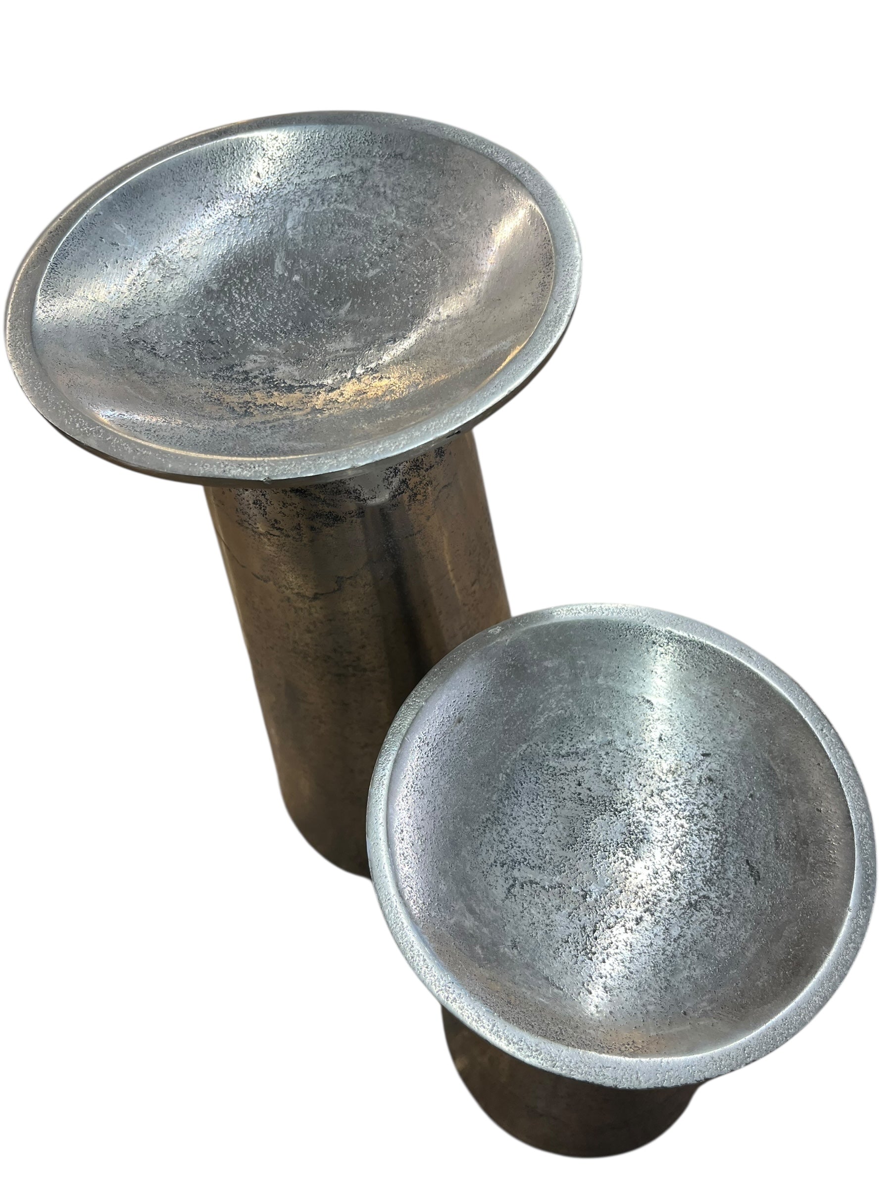 Silver Metal Candleholders / set of 2