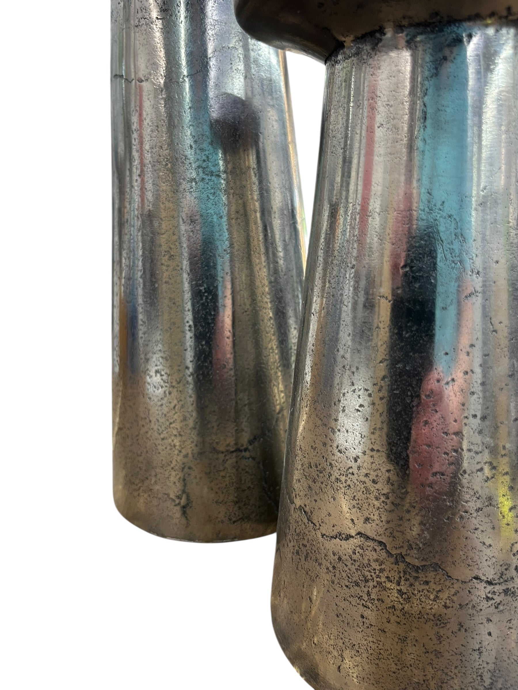 Silver Metal Candleholders / set of 2
