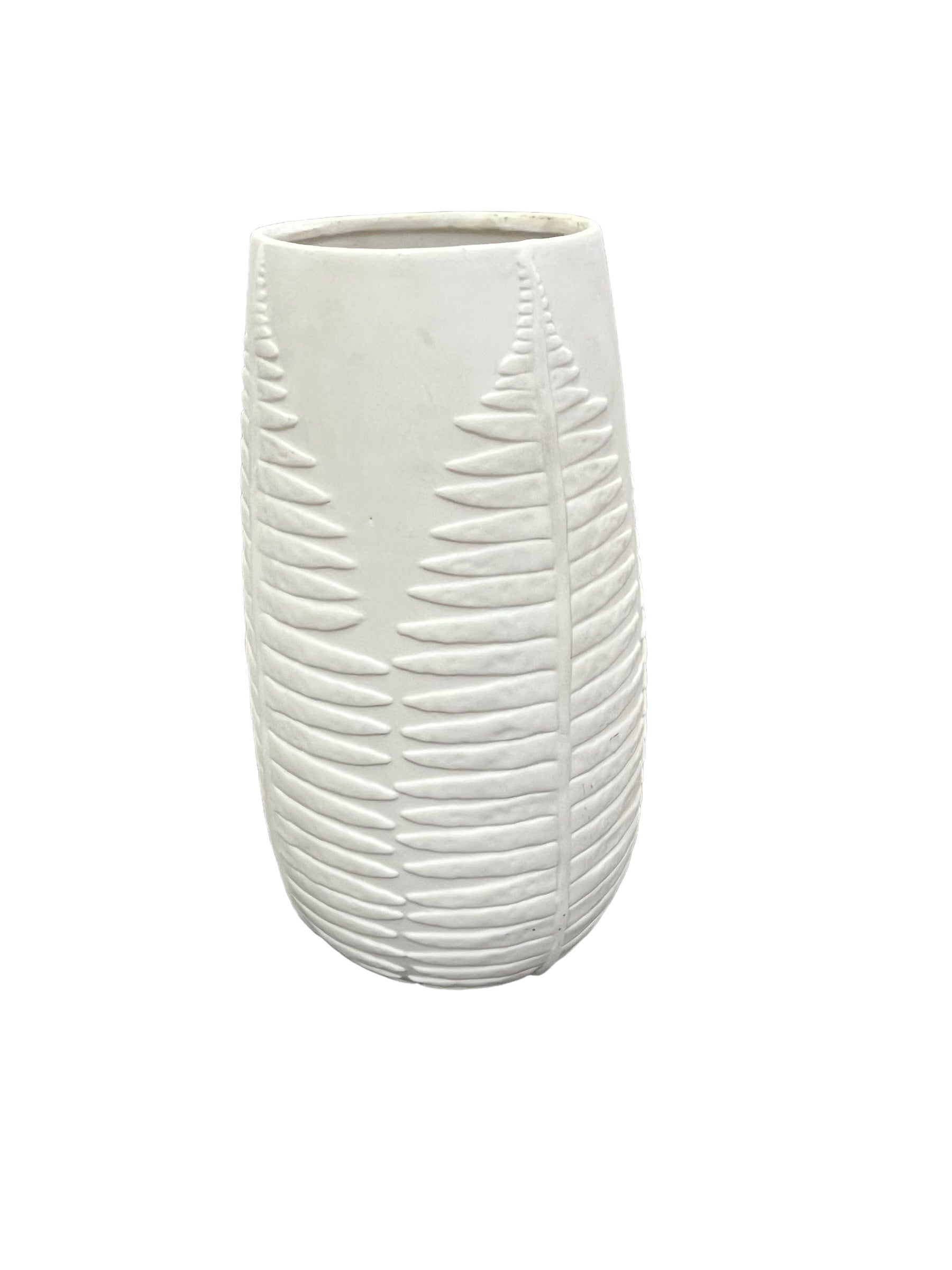 White fern leaf vase