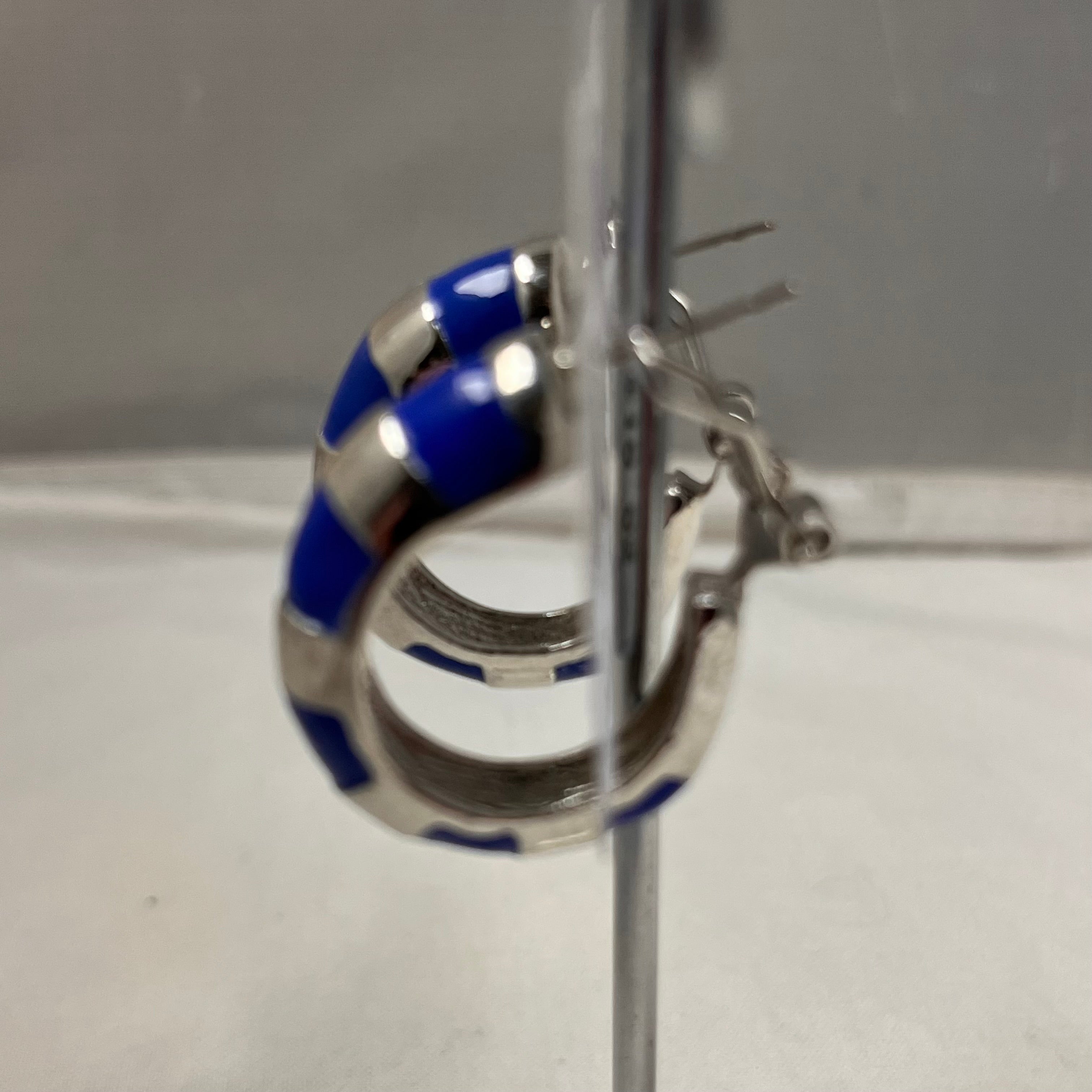 Earrings Blue Enamel Hoop